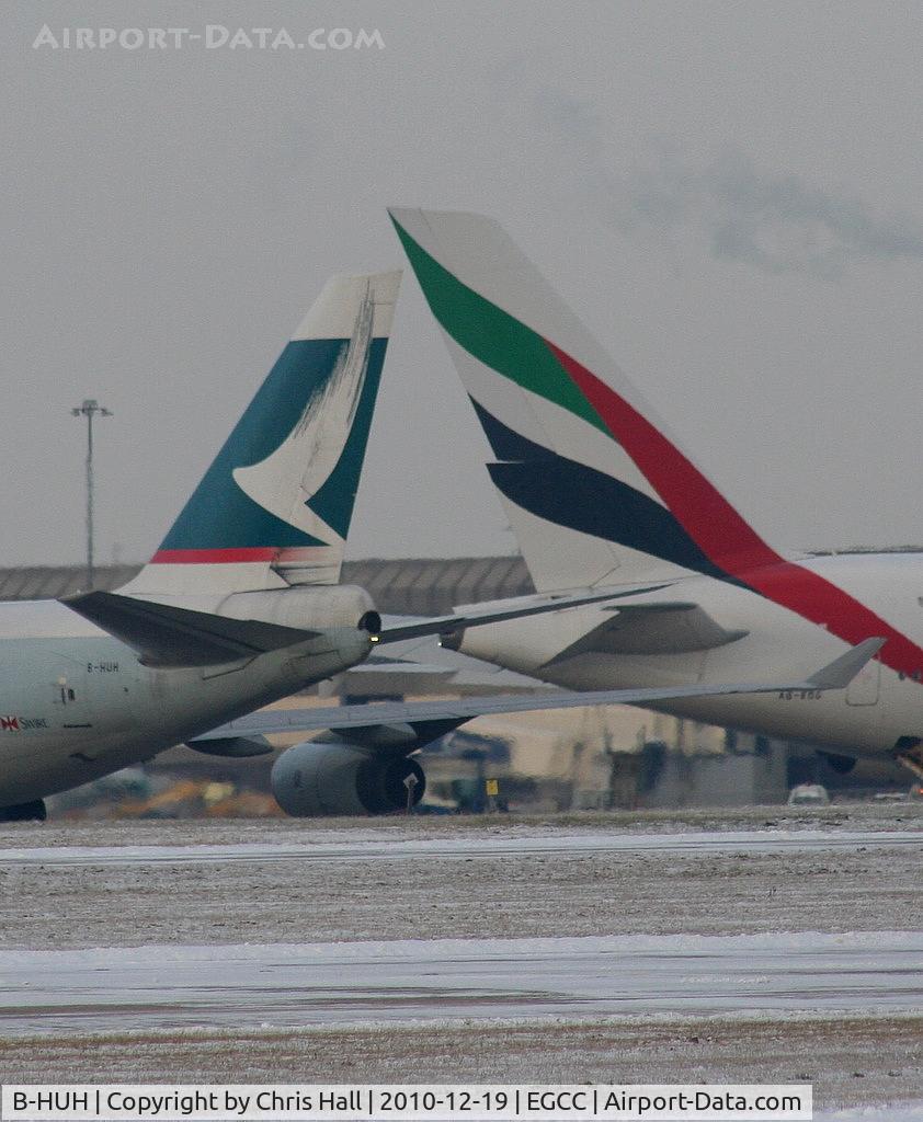 B-HUH, 1994 Boeing 747-467F/SCD C/N 27175, Cathay Pacific B747 taxying past Emirates A380