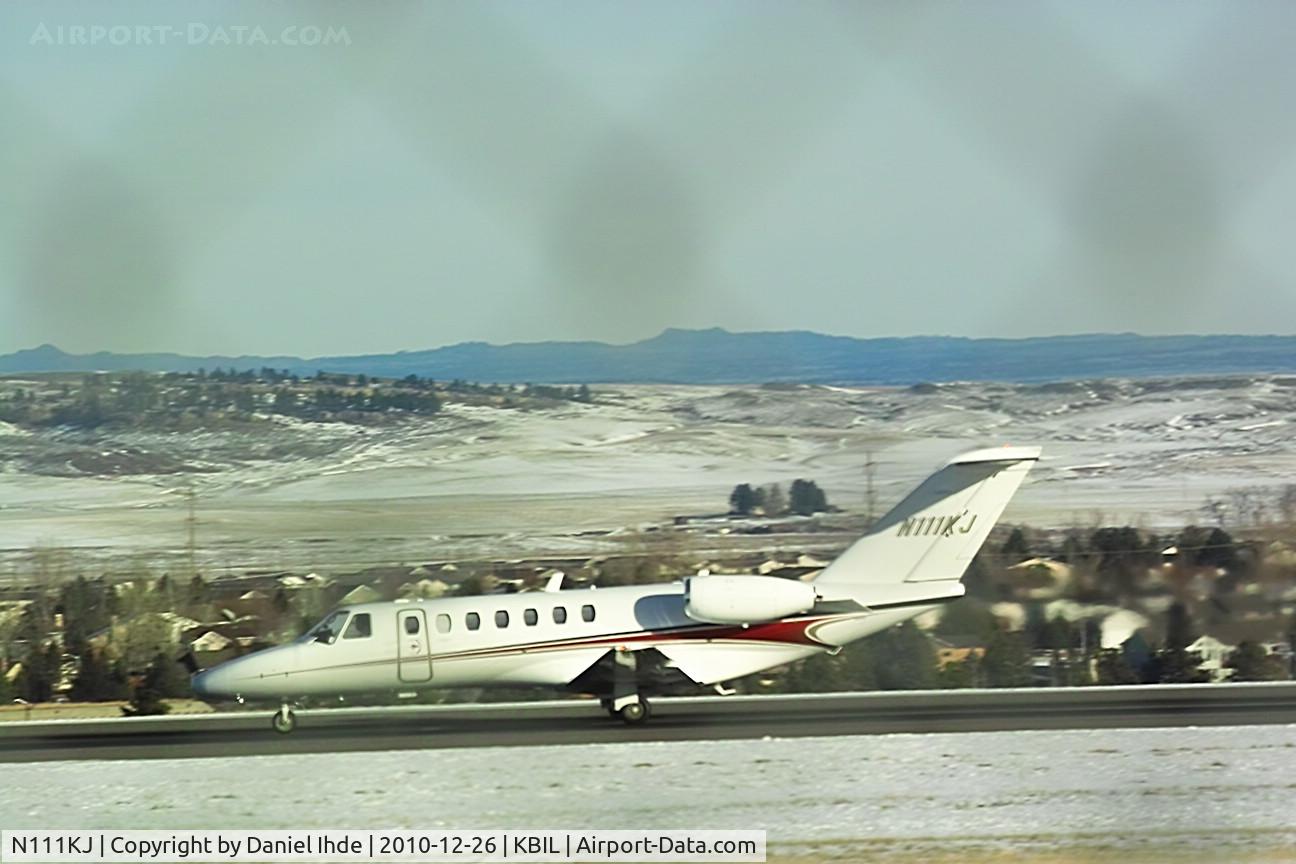 N111KJ, 2010 Cessna 525B CitationJet CJ3 C/N 525B0340, Citation 525B departing Billings runway 28R bound for Kansas City downtown.