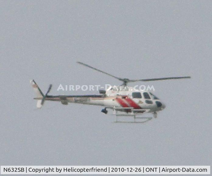 N632SB, 2004 Eurocopter AS-350B-3 Ecureuil Ecureuil C/N 3894, Flying northeast bound (at 2500 ft) over Ontario Airport and then turning northeast toward the mountains