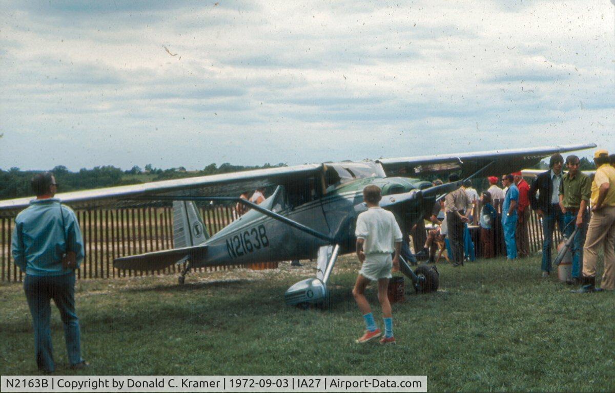 N2163B, 1949 Luscombe 8F Silvaire C/N 6590, Blakesburg, IA - 9-3-1972.  Plane had suffered a nose-over landing that morning