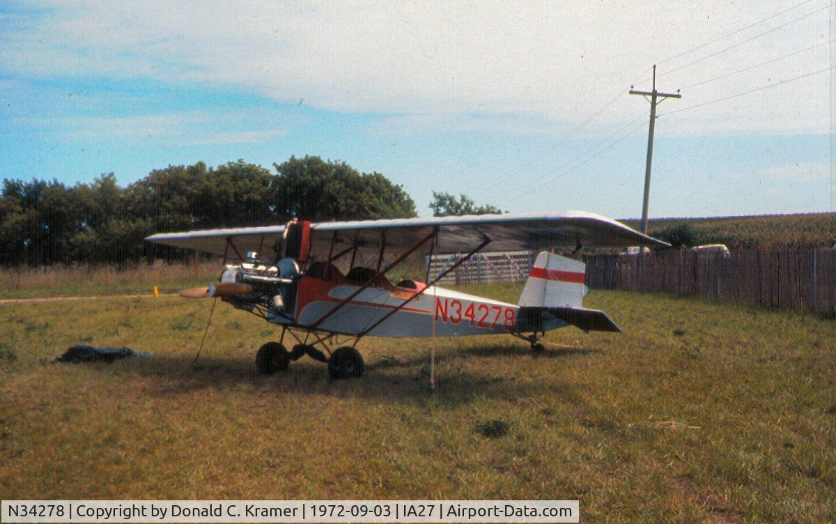 N34278, 1968 Pietenpol Air Camper C/N 1 (N34278), Blakesburg, IA - 09-03-1972