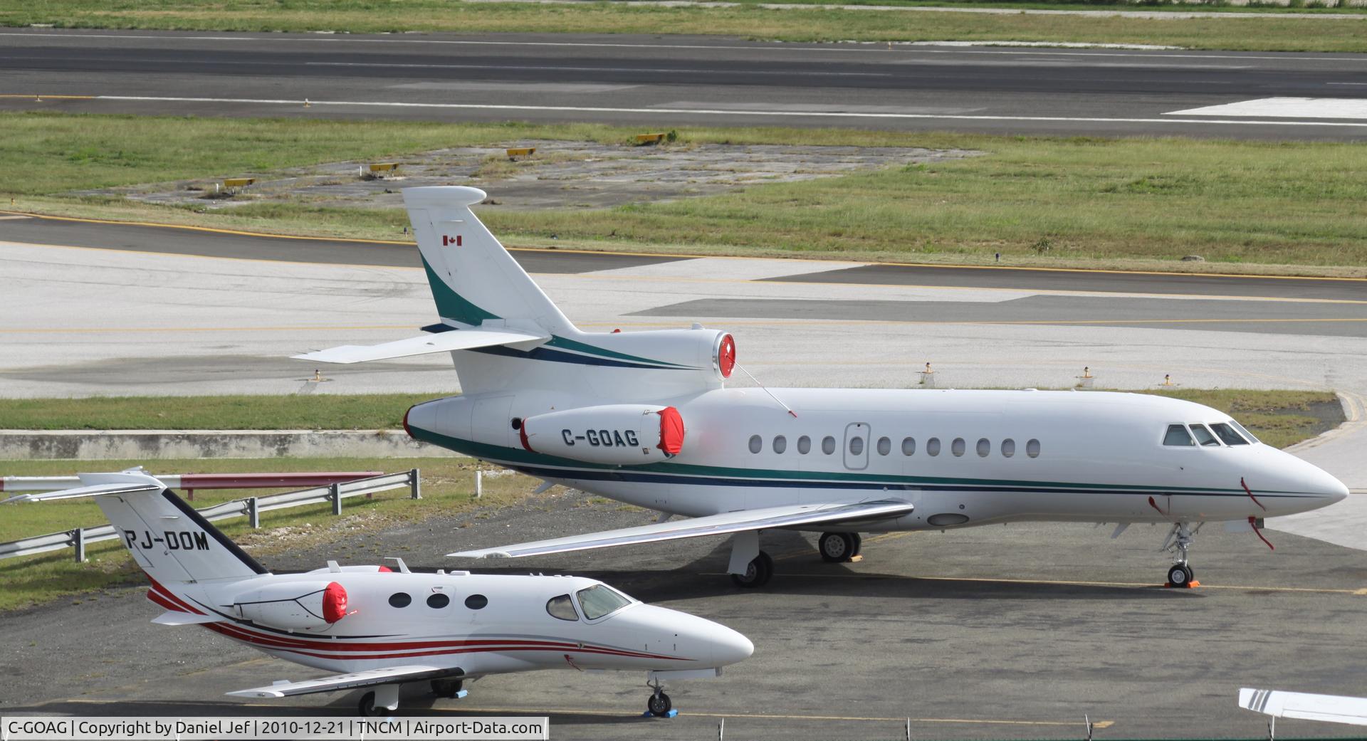 C-GOAG, 1997 Dassault Falcon 900EX C/N 15, C-GOAG park on the cargo ramp at TNCM