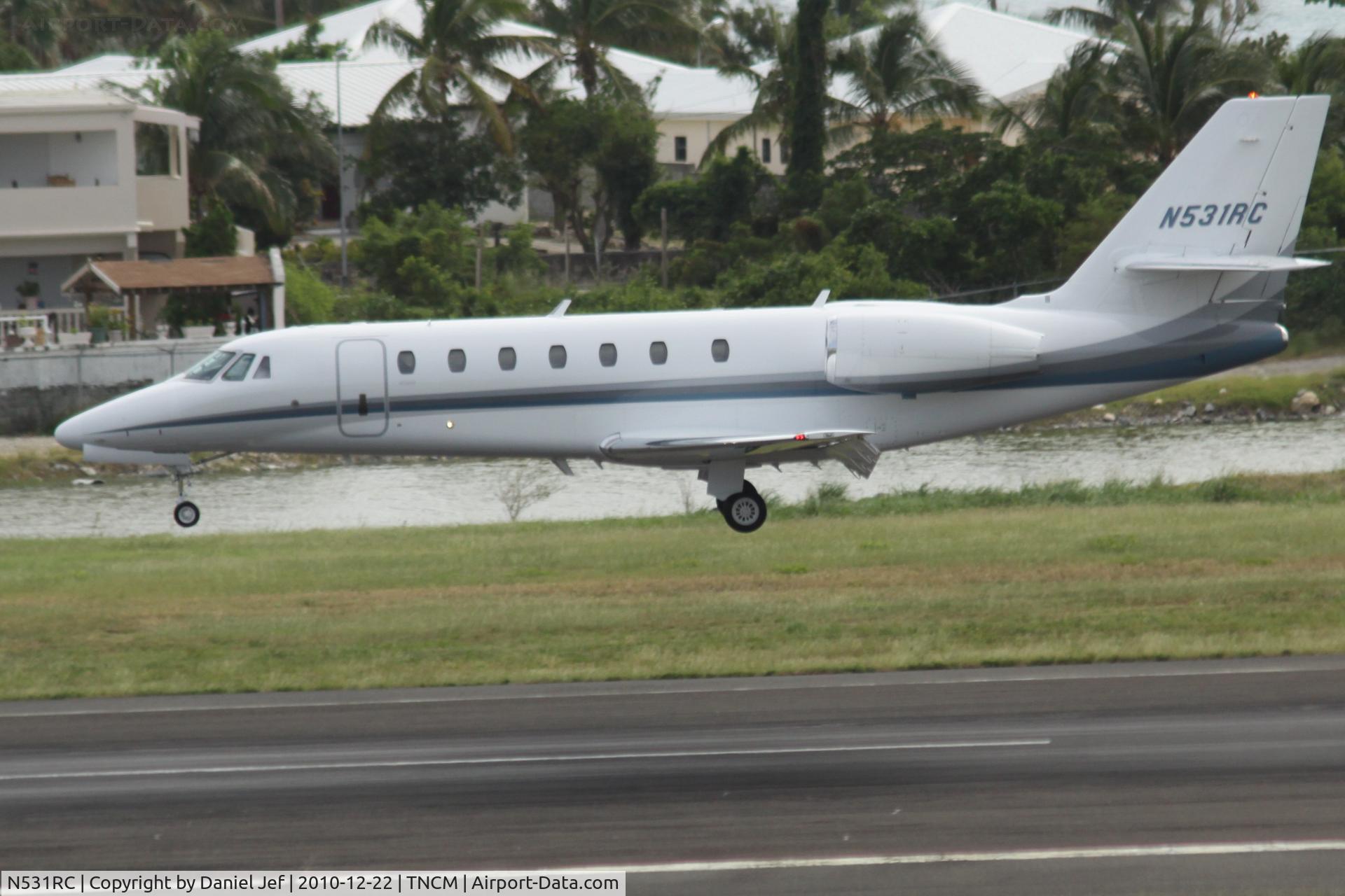N531RC, 2006 Cessna 680 Citation Sovereign C/N 680-0107, N531RC landing at TNCM