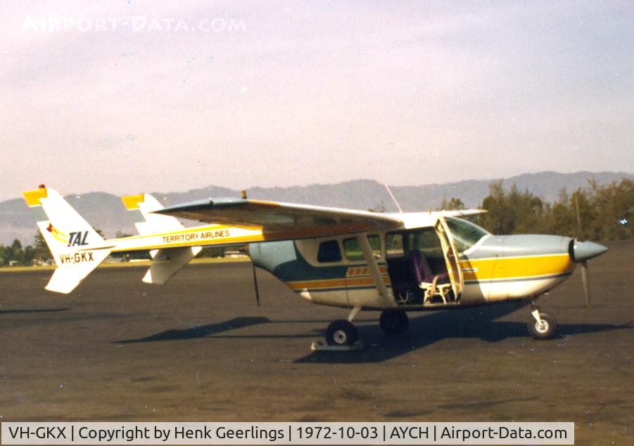 VH-GKX, Cessna 336 Skymaster C/N 336-0111, Chimbu Airstrip. 

 Papua New Guinea, Oct 1972

Photo scanned from original