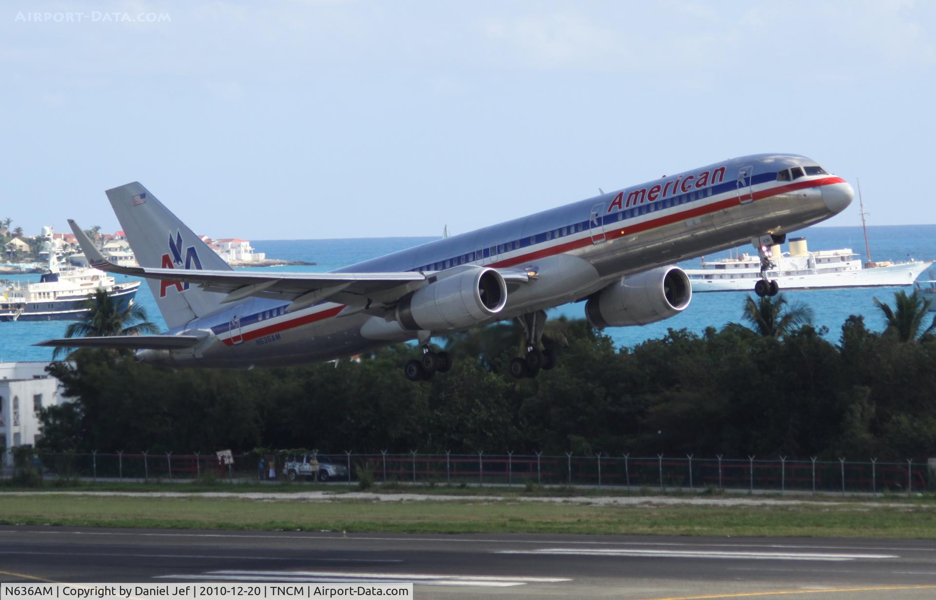 N636AM, 1991 Boeing 757-223 C/N 24594, American airlines N636AM departing TNCM runway 28