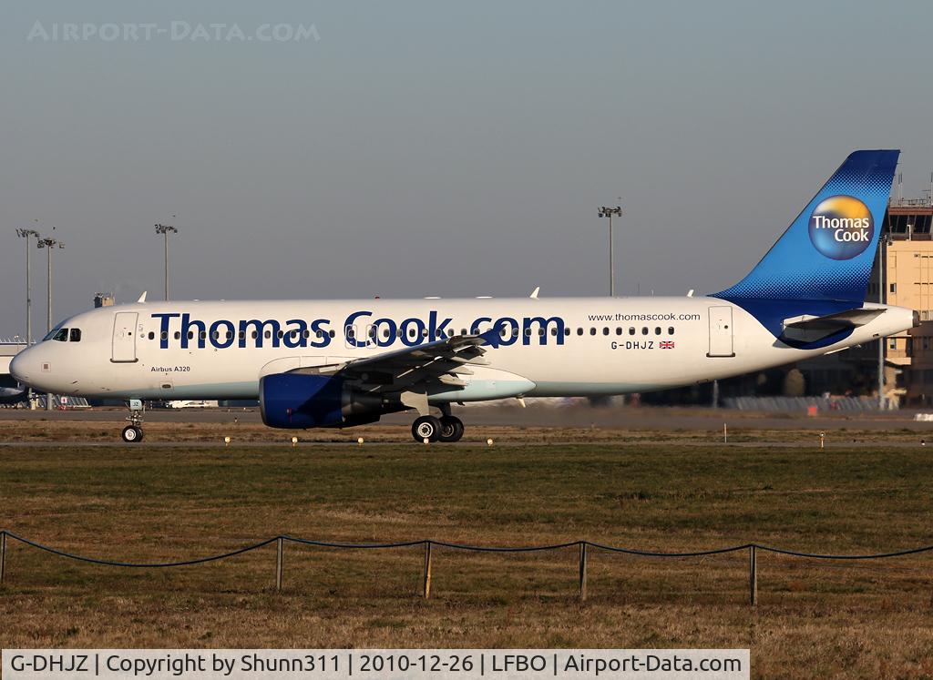 G-DHJZ, 2003 Airbus A320-214 C/N 1965, Lining up rwy 32R for departure...