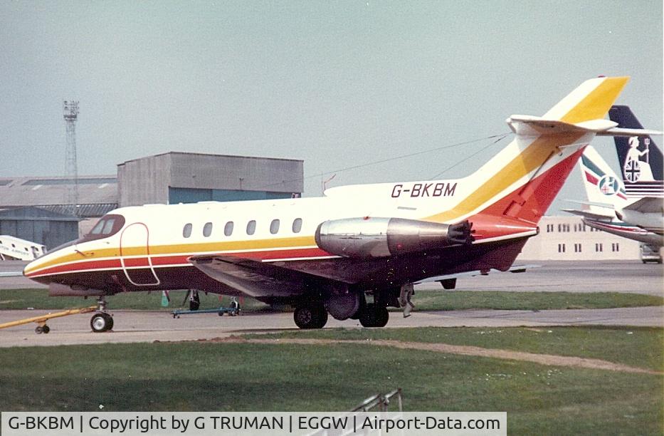 G-BKBM, 1974 Hawker Siddeley HS.125 Series 600B C/N 256039, Parked at Luton in the 1980s - operated by McAlpine Aviation
