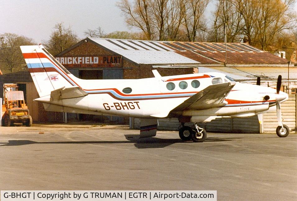 G-BHGT, 1969 Beech B90 King Air C/N LJ-446, Parked at Elstree in the early 1980s