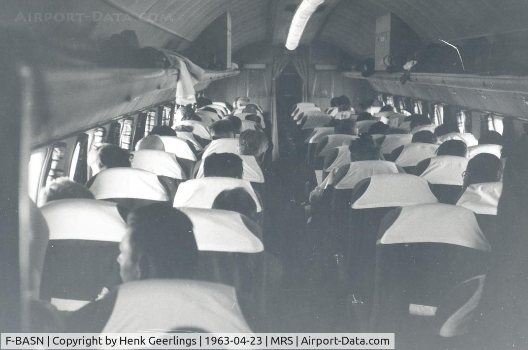 F-BASN, Breguet 763 Provence C/N 1, Scan from photo.  Air France , Upperdeck , enroute MRS - Ajaccio ,  23 apr 1963