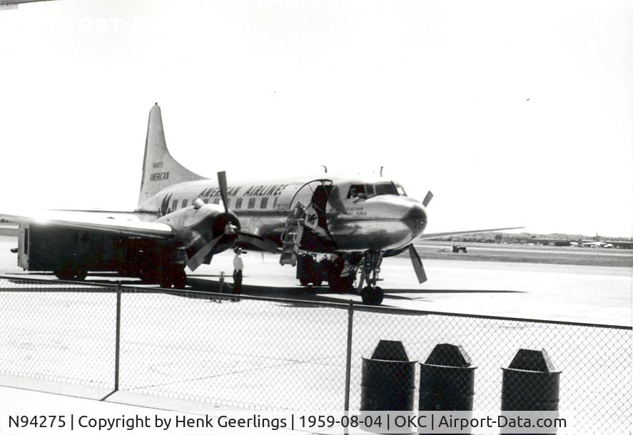 N94275, Convair CV240-26 C/N 164, Oklahoma City Airport  Scan from photo, 04 AUG 1959