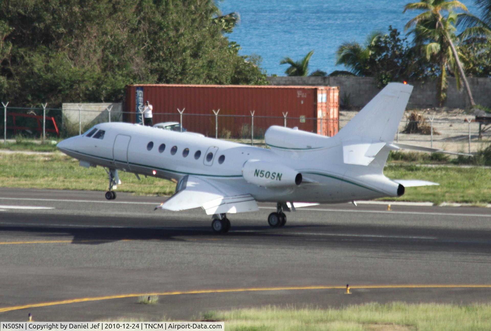 N50SN, 2000 Dassault Falcon 50 C/N 310, N50SN landing at TNCM