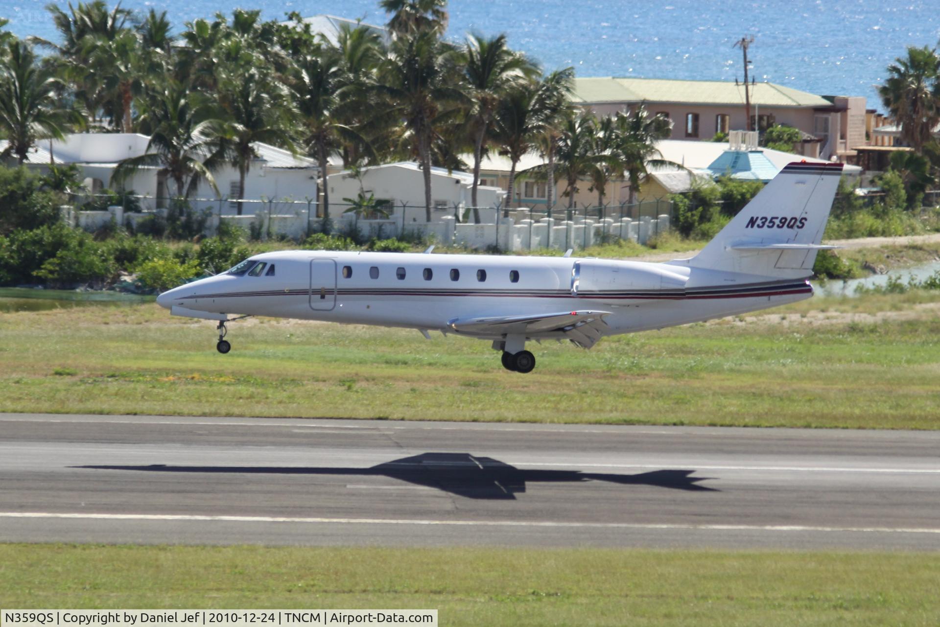 N359QS, 2007 Cessna 680 Citation Sovereign C/N 680-0126, N359QS landing at TNCM