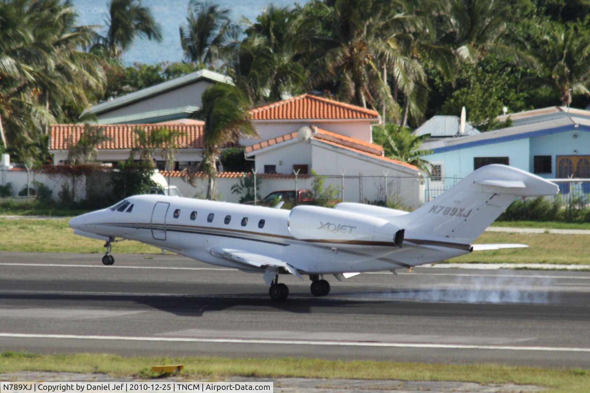 N789XJ, 2008 Cessna 750 Citation X Citation X C/N 750-0289, N789XJ landing at TNCM
