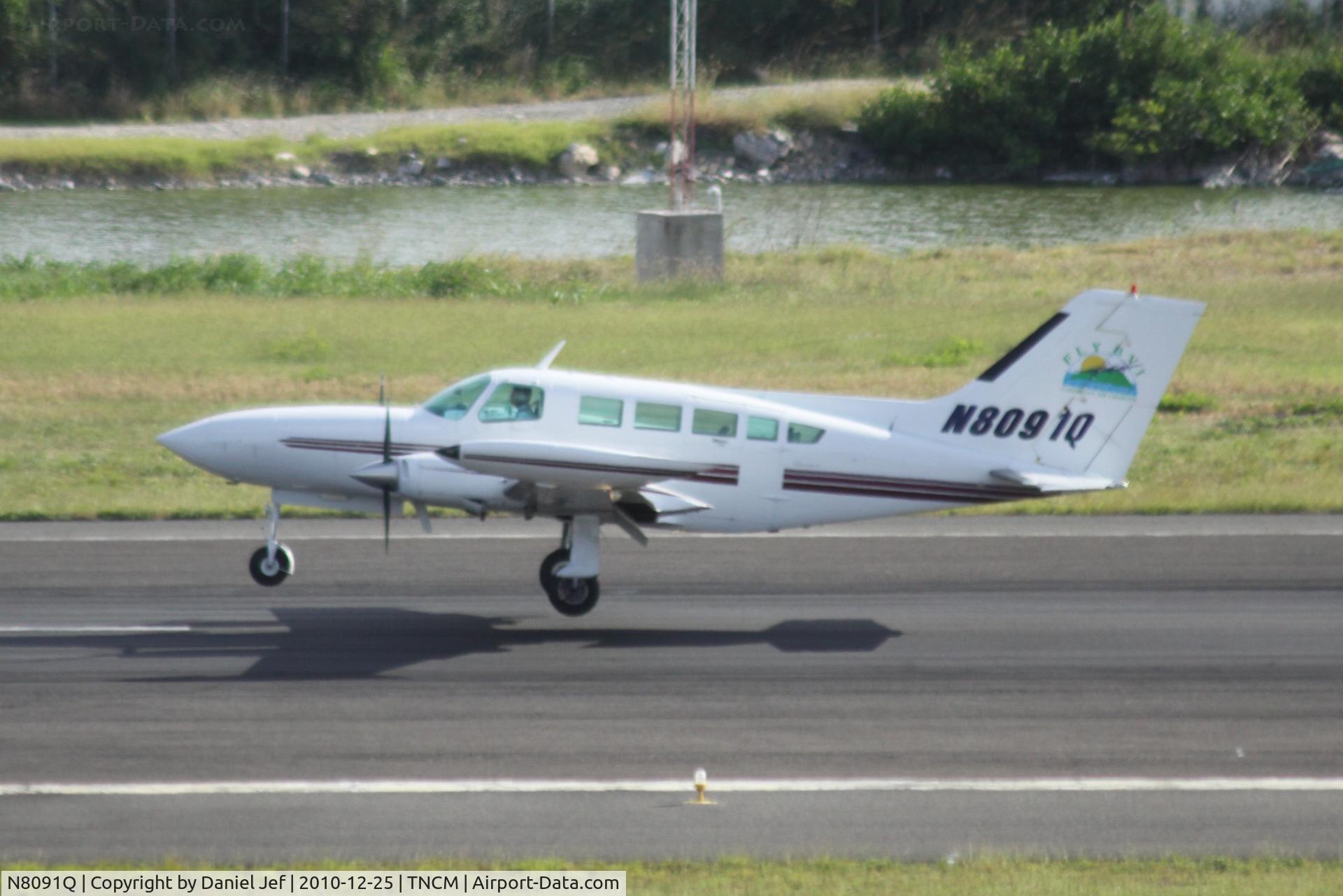 N8091Q, 1973 Cessna 402B Utiliner C/N 402B0369, N8091Q landing at TNCM