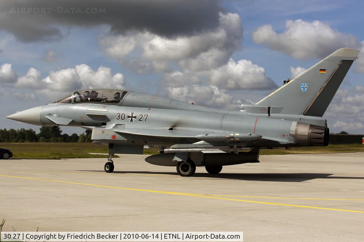 30 27, 2005 Eurofighter EF-2000 Typhoon T C/N GT011, taxying to the active