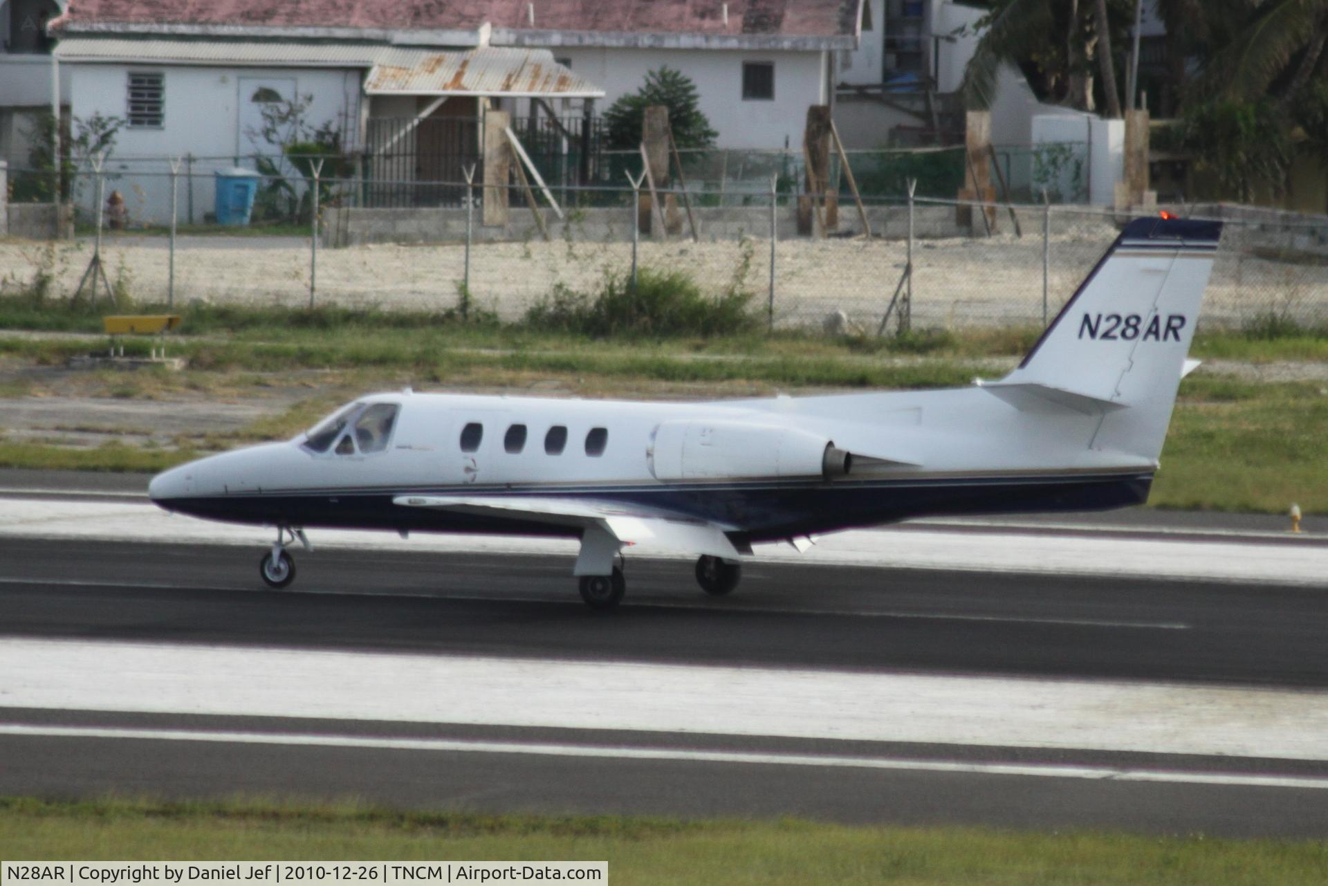N28AR, 1972 Cessna 500 Citation I C/N 500-0044, N28ar landing at TNCM
