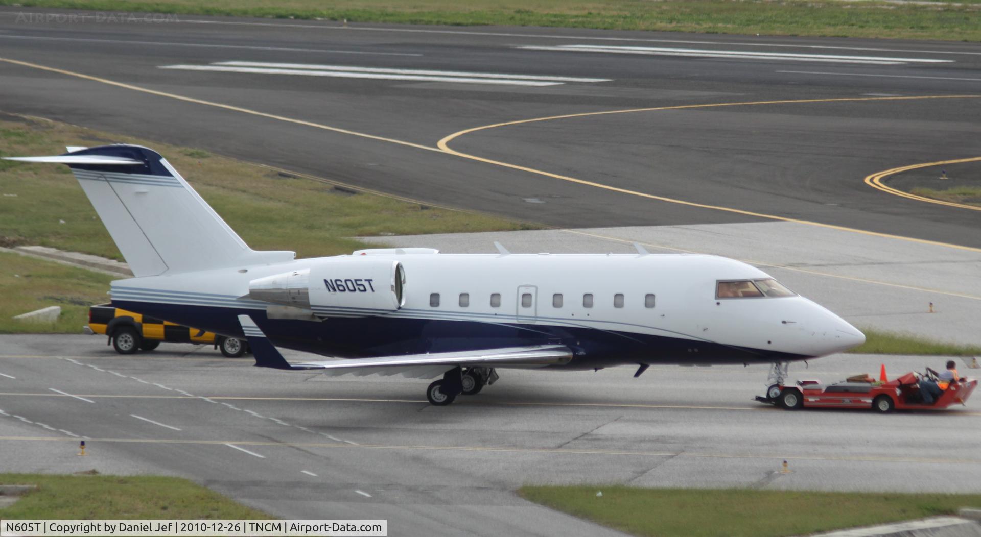 N605T, 1995 Canadair Challenger 601-3R (CL-600-2B16) C/N 5191, N605T being replace on the tarmac at TNCM