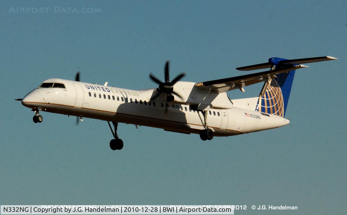 N332NG, 2010 Bombardier DHC-8-402 Dash 8 C/N 4332, final approach @ BWI