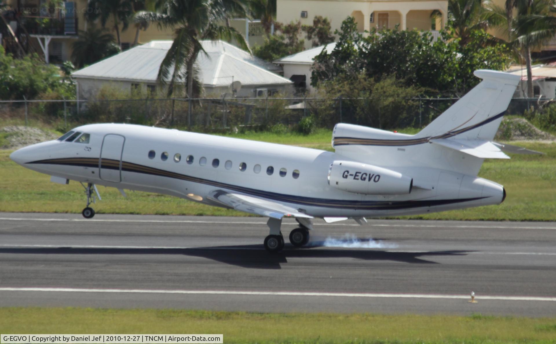 G-EGVO, 2005 Dassault Falcon 900EX C/N 151, Touching down at TNCM