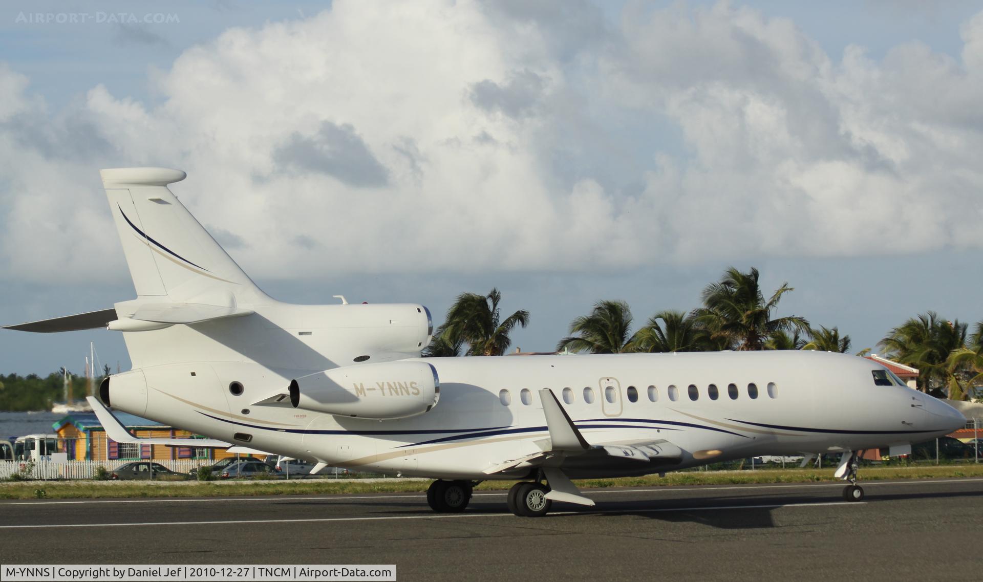 M-YNNS, 2009 Dassault Falcon 7X C/N 82, M-YNNS rolling out at TNCM