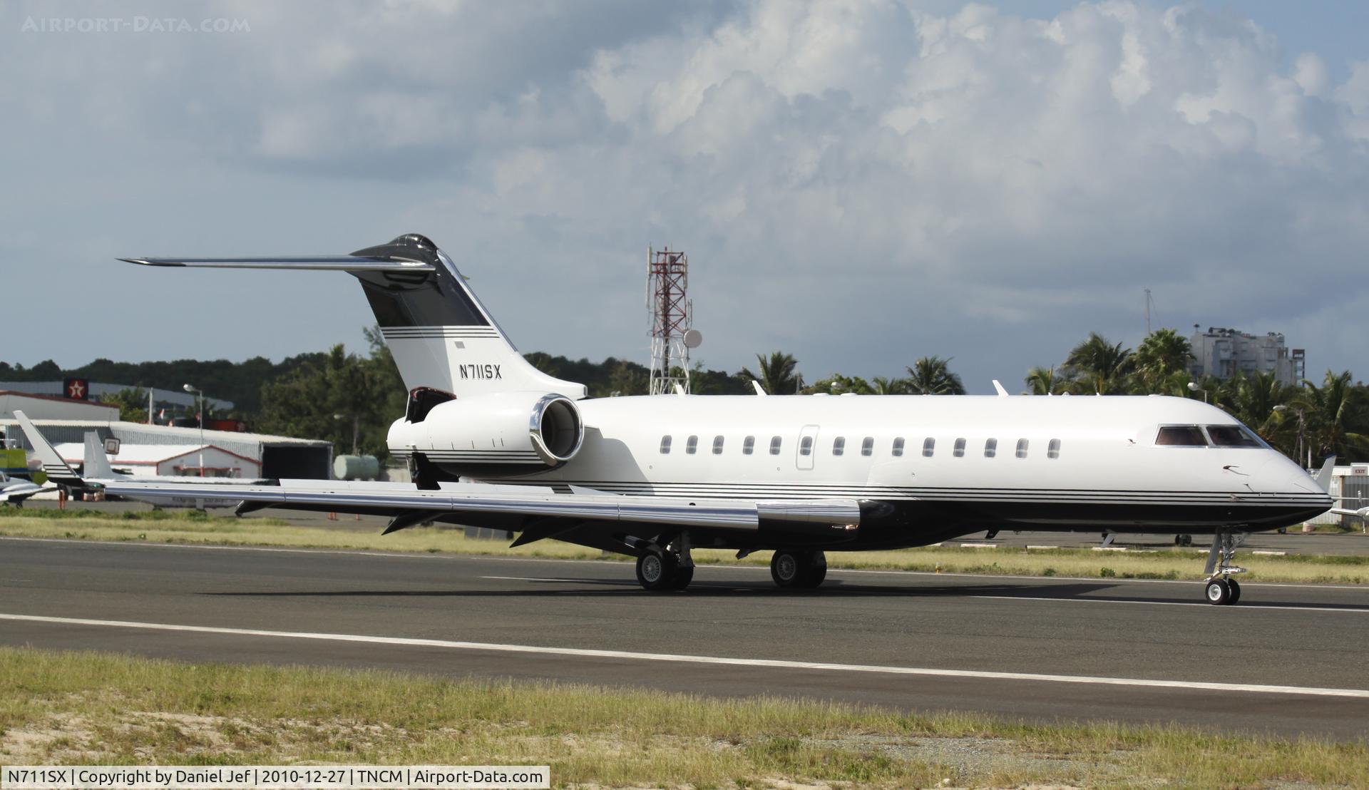 N711SX, 2003 Bombardier BD-700-1A10 Global Express C/N 9125, N711SX just landed at TNCM