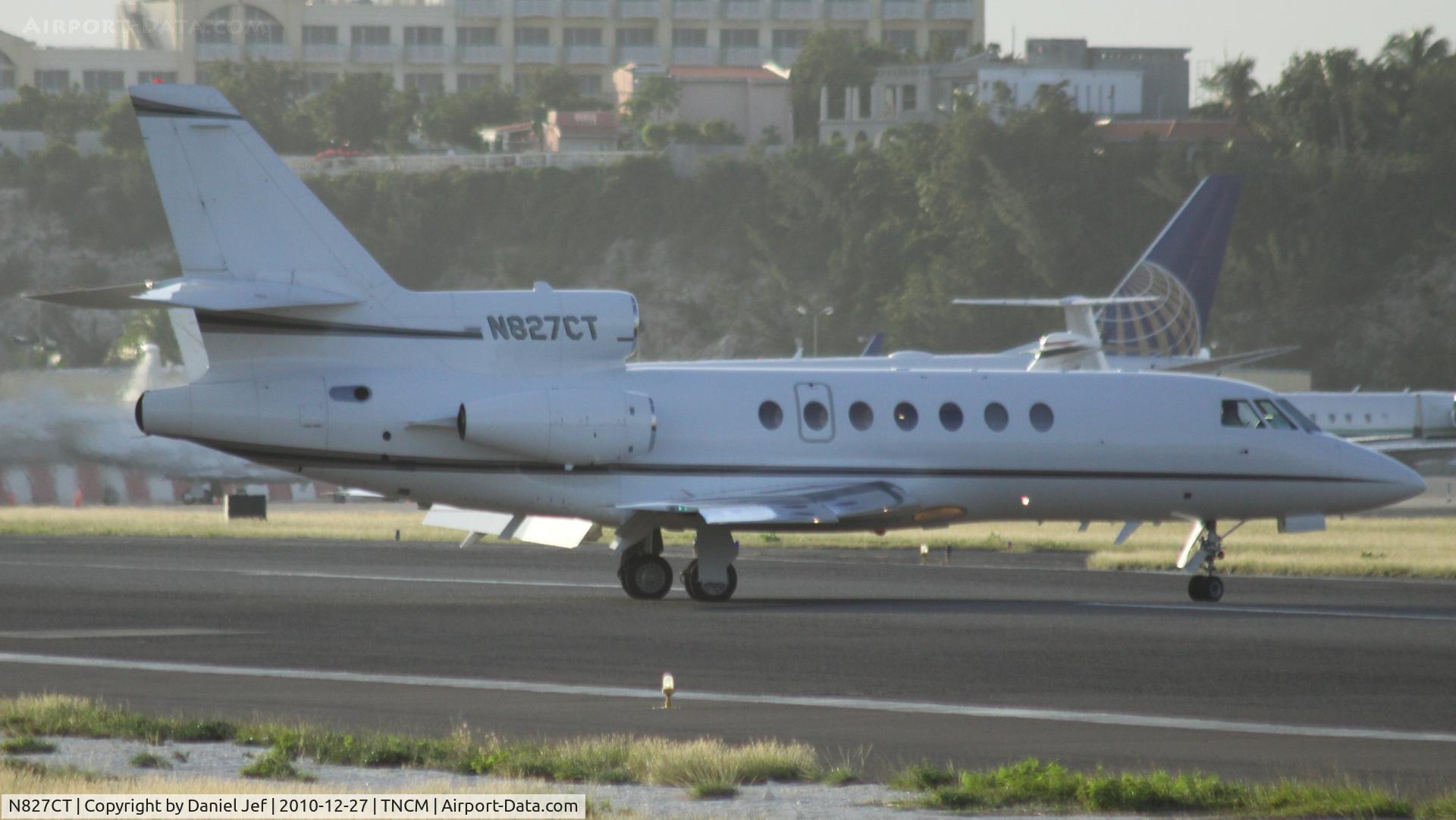N827CT, 1994 Dassault Falcon 50 C/N 245, N827CT back tracking the active at TNCM