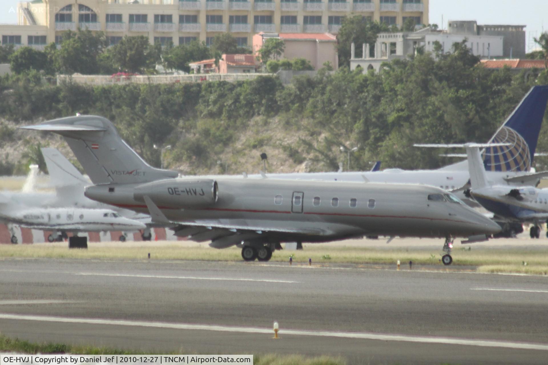 OE-HVJ, 2008 Bombardier Challenger 300 (BD-100-1A10) C/N 20200, OE-HVJ exiting the active at TNCM