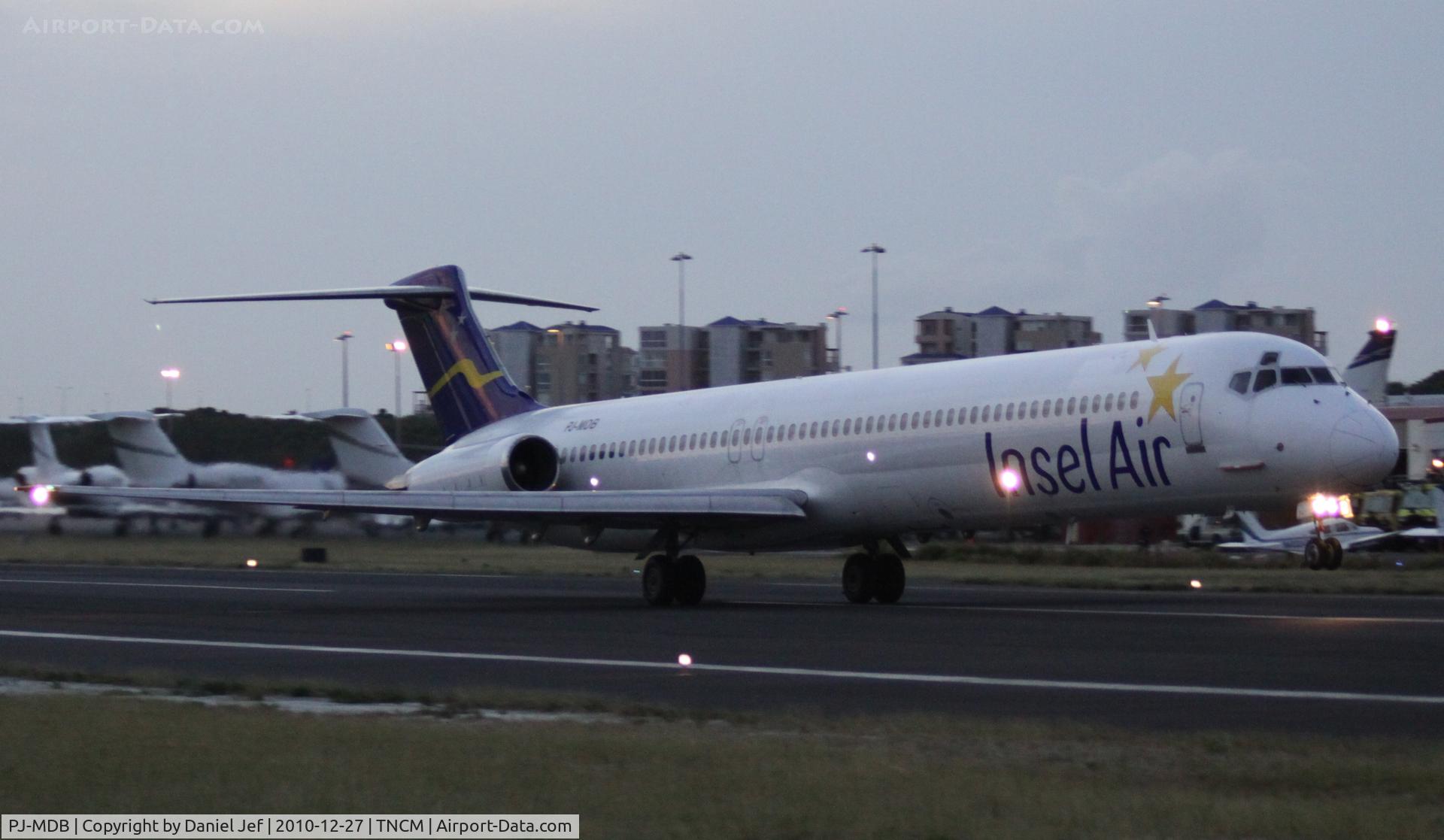 PJ-MDB, 1983 McDonnell Douglas MD-82 (DC-9-82) C/N 48021, Insel air departing TNCM