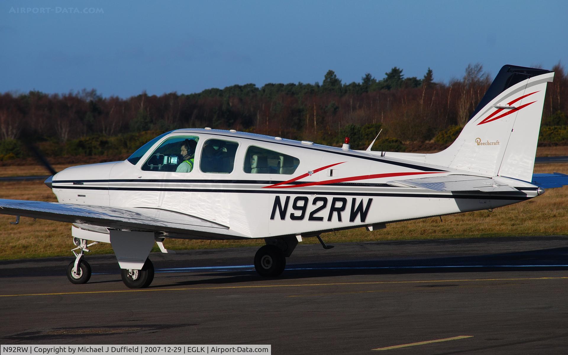N92RW, 1981 Beech F33A Bonanza C/N CE-972, Bonanza at Blackbushe 29th Dec 2007