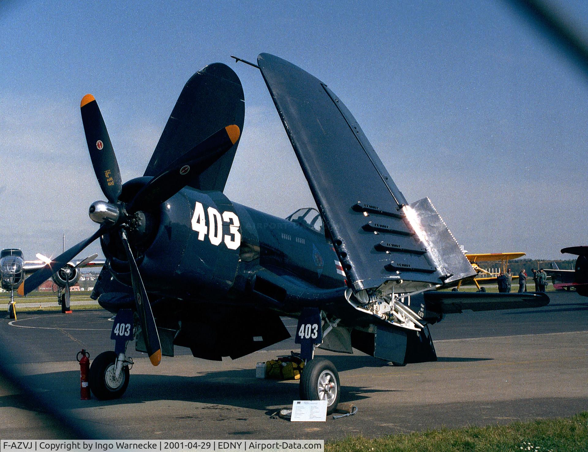 F-AZVJ, 1945 Vought F4U-4 Corsair C/N 9418, Vought F4U-4 Corsair at the AERO 2001, Friedrichshafen