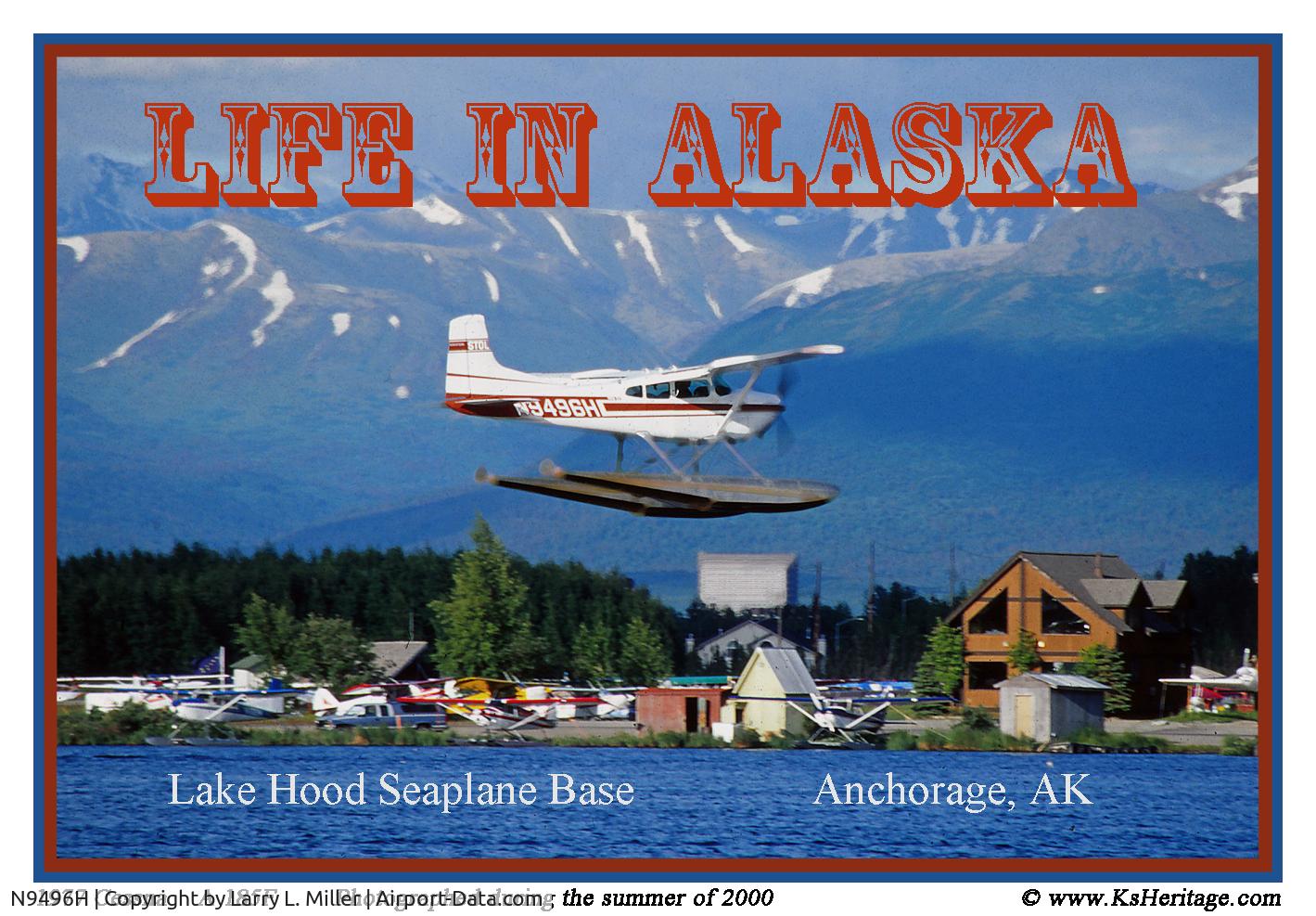 N9496H, 1977 Cessna A185F Skywagon 185 C/N 18503442, Photo taken during July 2000.  I took the photo while my wife and I were in Alaska.  It was taken on Ektachrome 35mm slide film and recently I scanned it to digital format.