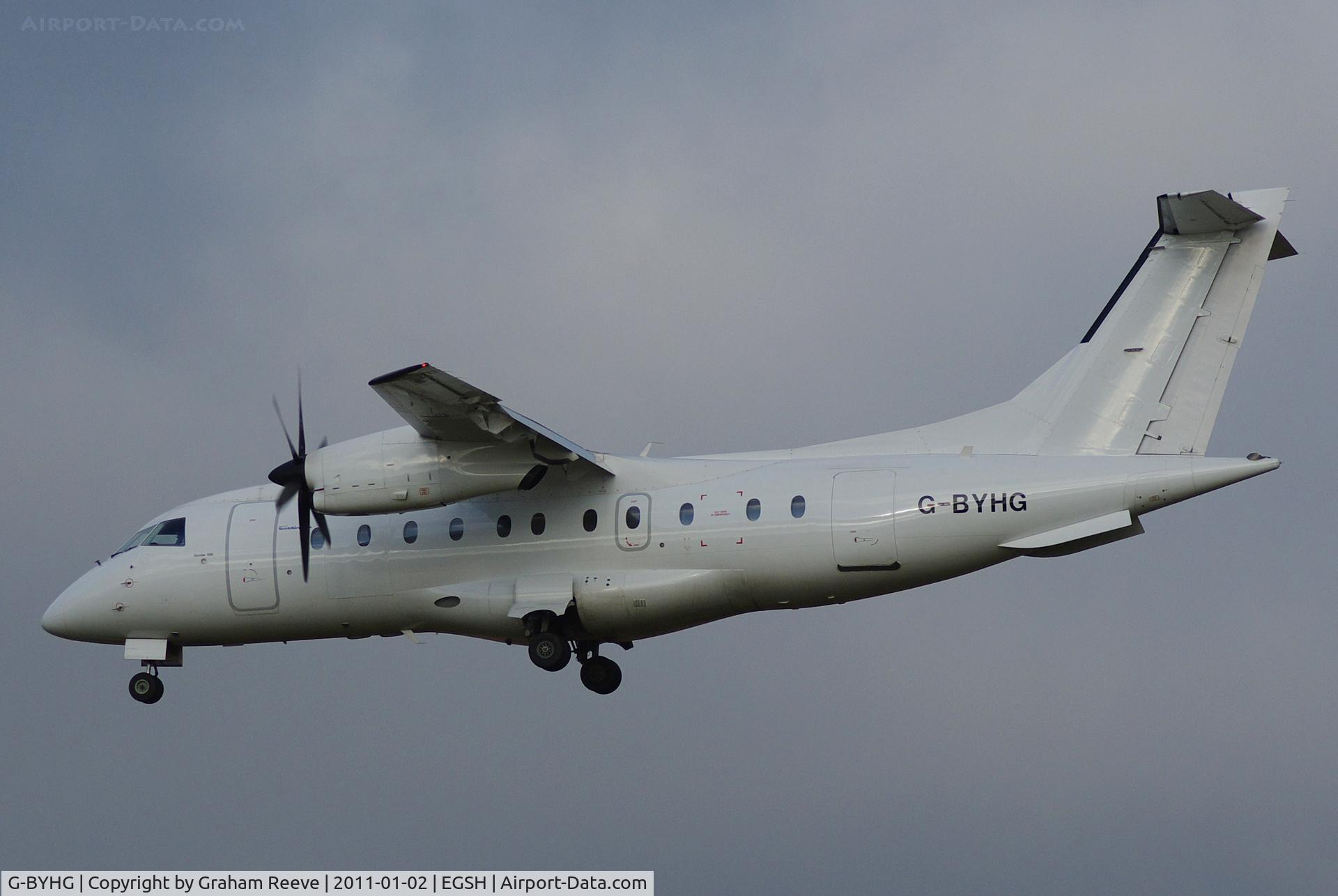 G-BYHG, 1998 Dornier 328-100 C/N 3098, About to land.