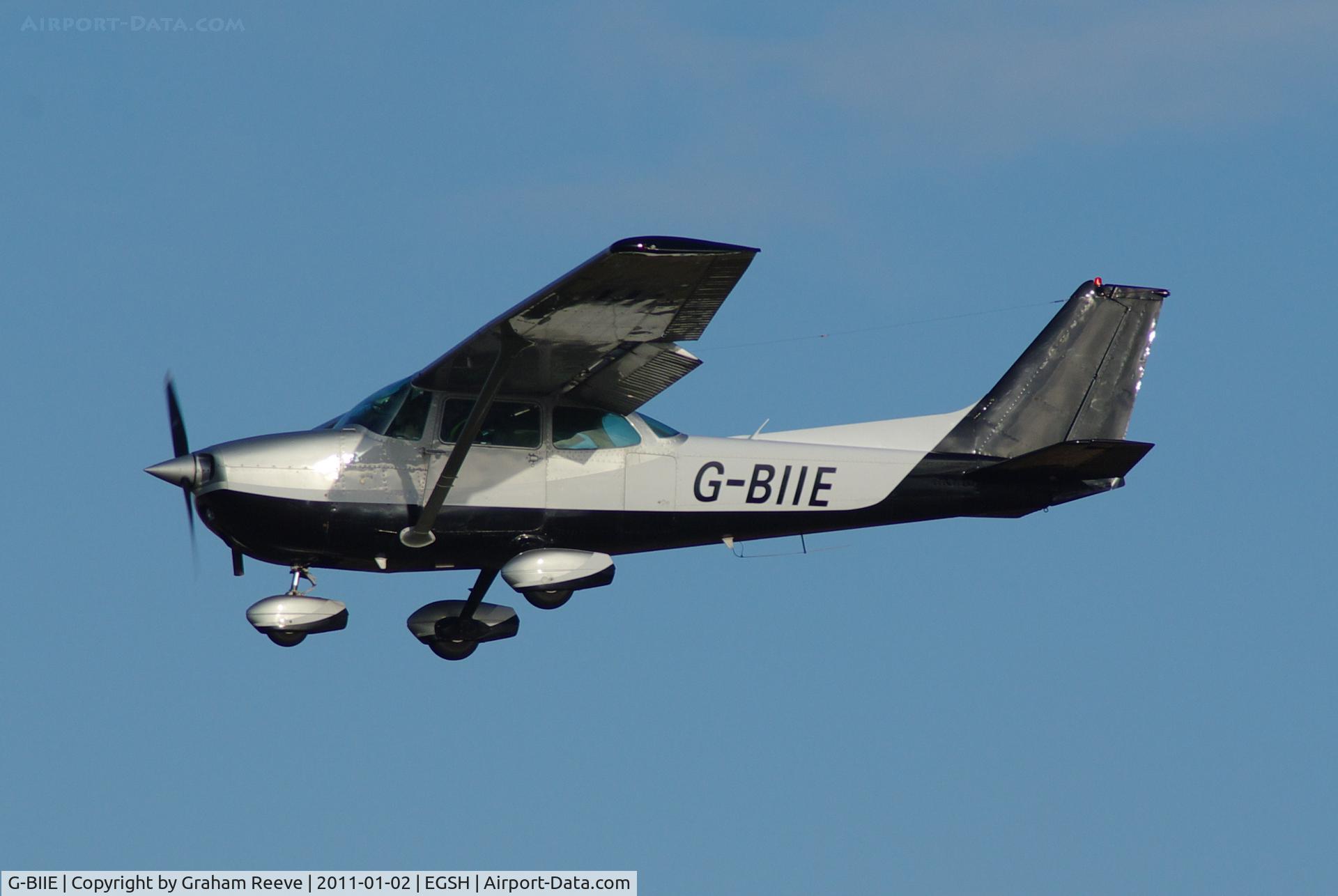 G-BIIE, 1980 Reims F172P Skyhawk C/N 2051, About to touch down.