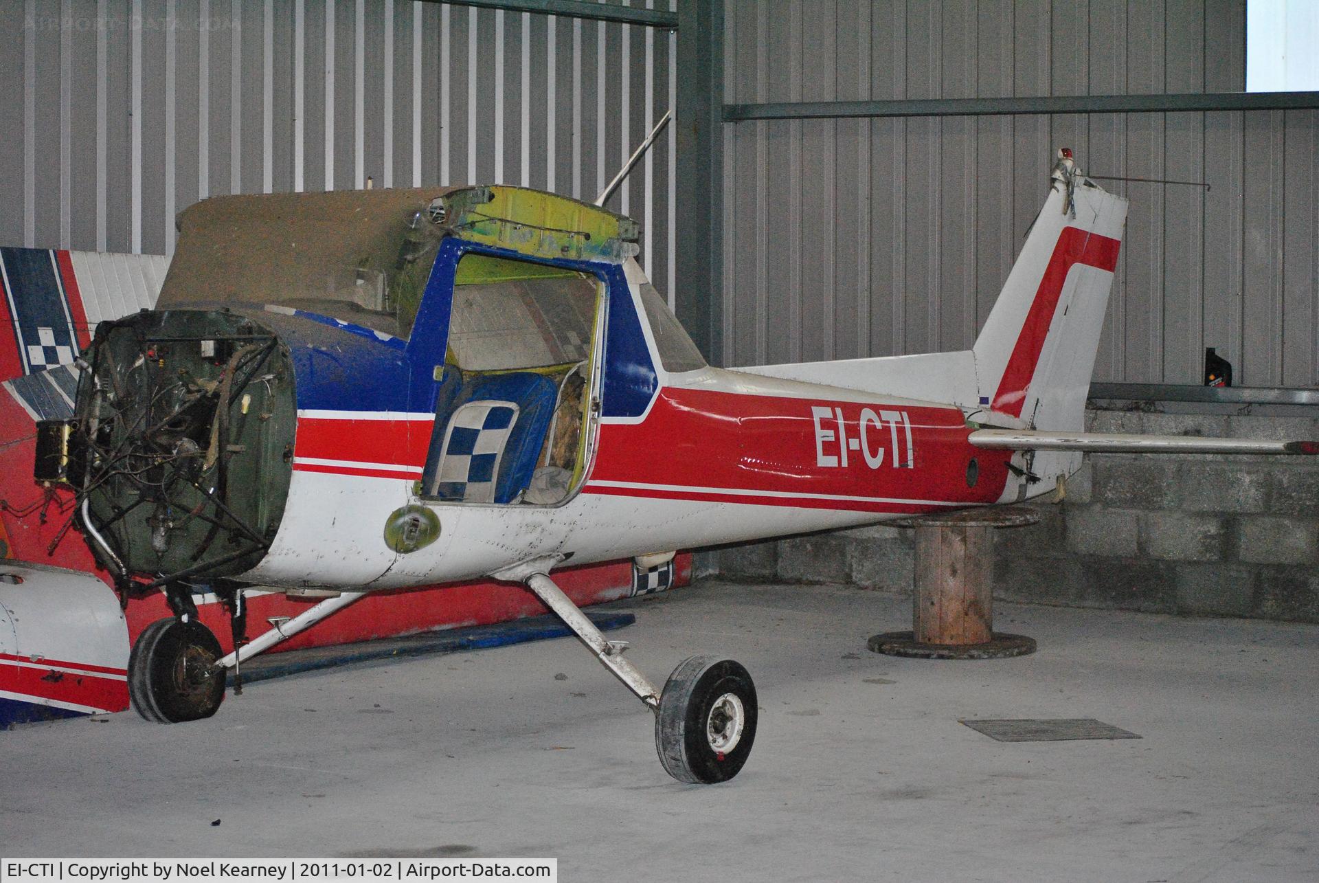 EI-CTI, 1974 Reims FRA 150L C/N 0261, Alas for this two-seater the flying days are over. Photographed at Limetree Airfield at the New Year Fly-in.