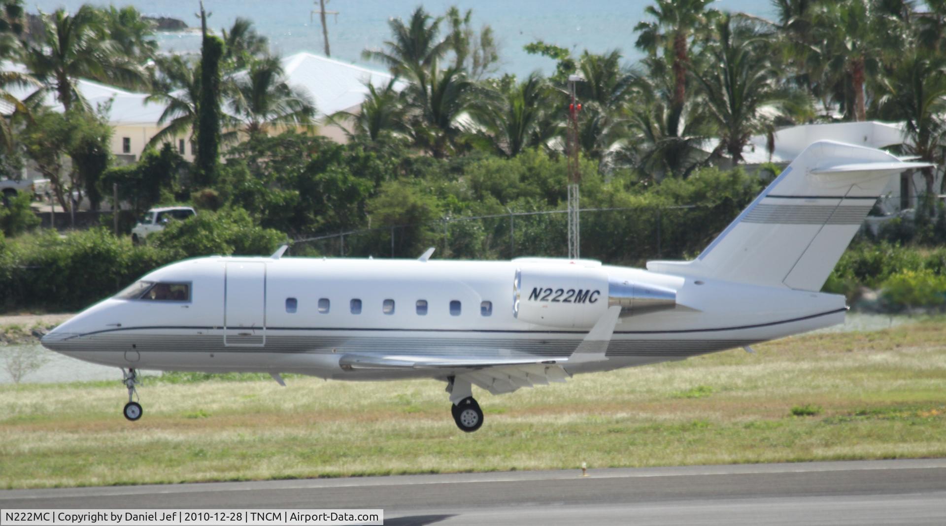 N222MC, 1996 Canadair Challenger 604 (CL-600-2B16) C/N 5329, N222MC landing at TNCM