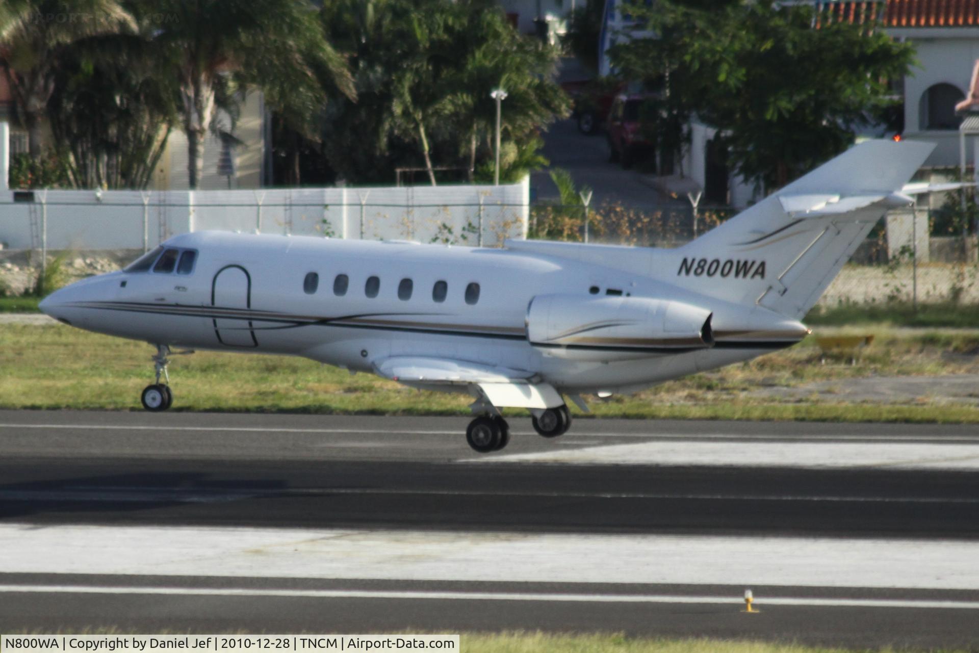 N800WA, 1988 British Aerospace BAe.125 Series 800A C/N 258121, N800WA landing at TNCM