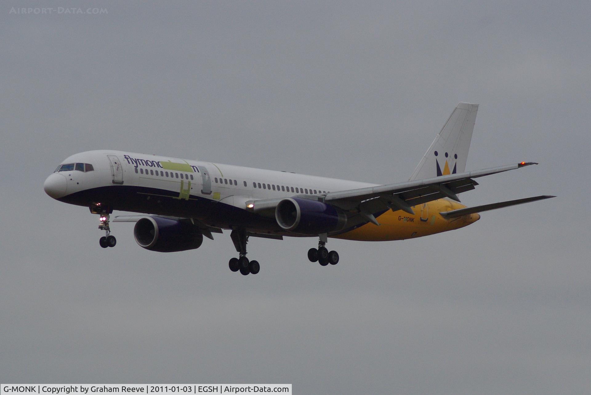 G-MONK, 1988 Boeing 757-2T7 C/N 24105, Temp paint covering logo and other areas.