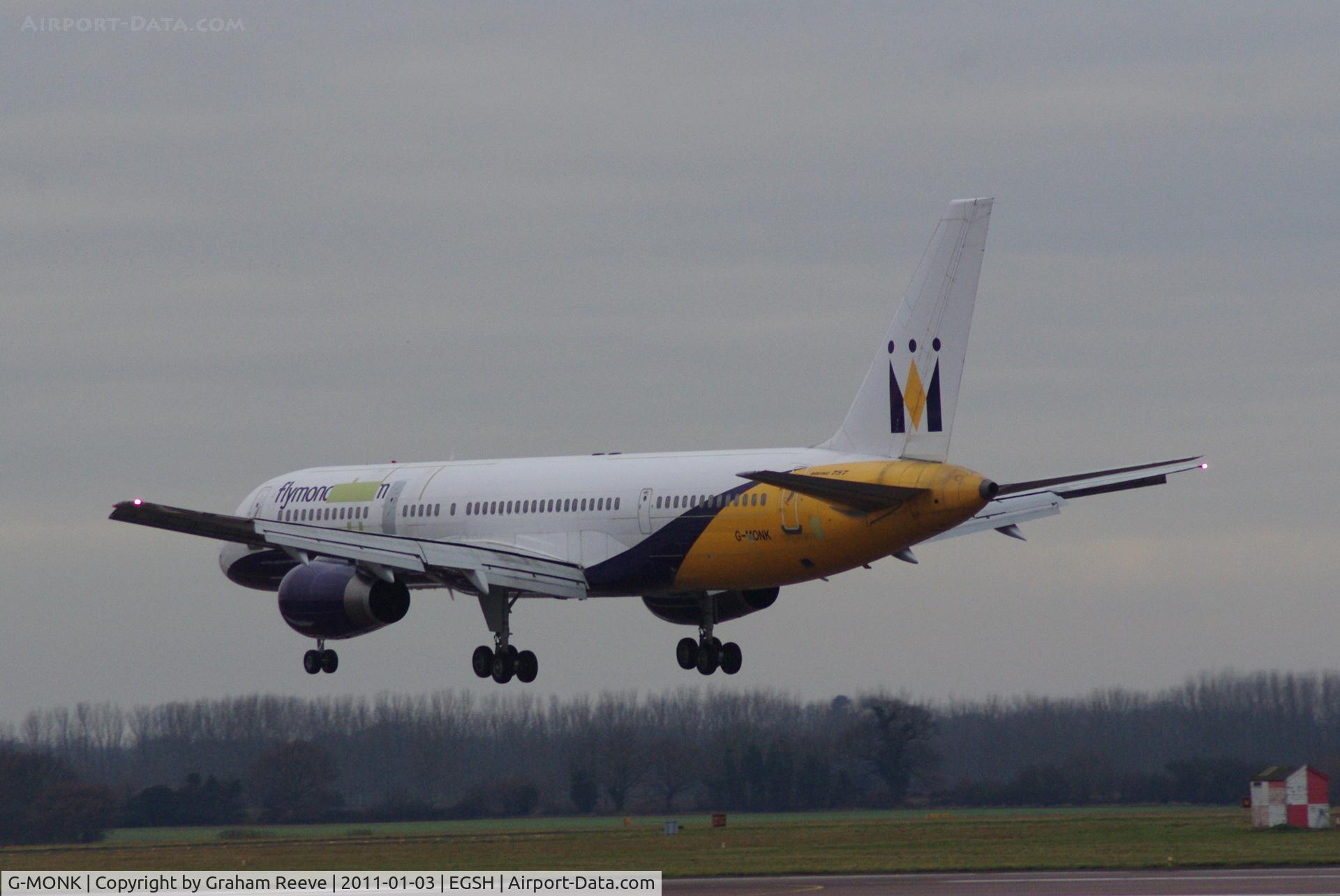 G-MONK, 1988 Boeing 757-2T7 C/N 24105, Temp paint covering logo and other areas.