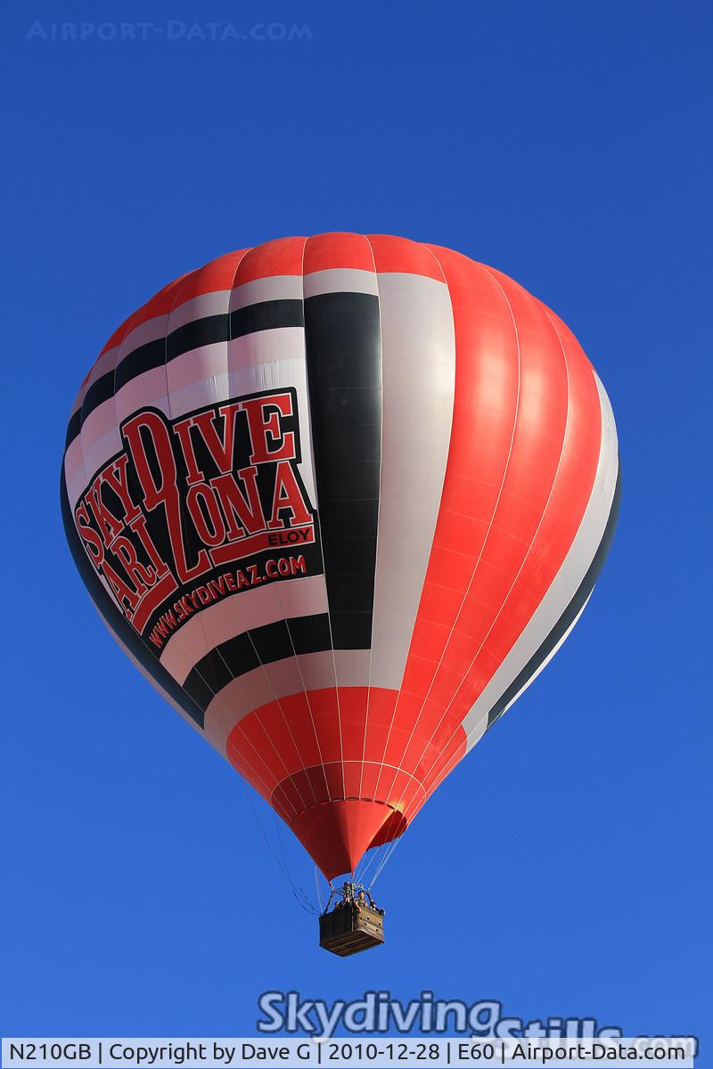 N210GB, Balony Kubicek Spol Sro BB60Z C/N 779, Hot air balloon departs Skydive Arizona with a load of skydivers.