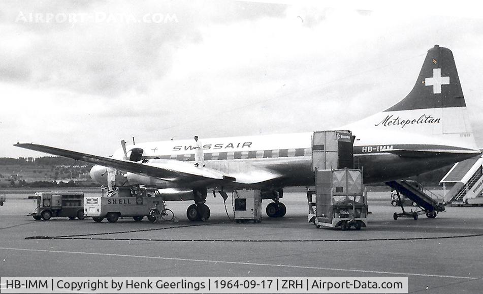 HB-IMM, 1957 Convair 440-11 Metropolitan C/N 412, Swissair Convair 440 at ZRH , 1964