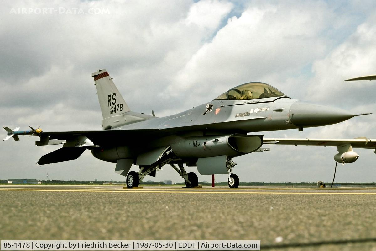 85-1478, 1985 General Dynamics F-16C Fighting Falcon C/N 5C-258, static display Rhein Main AB