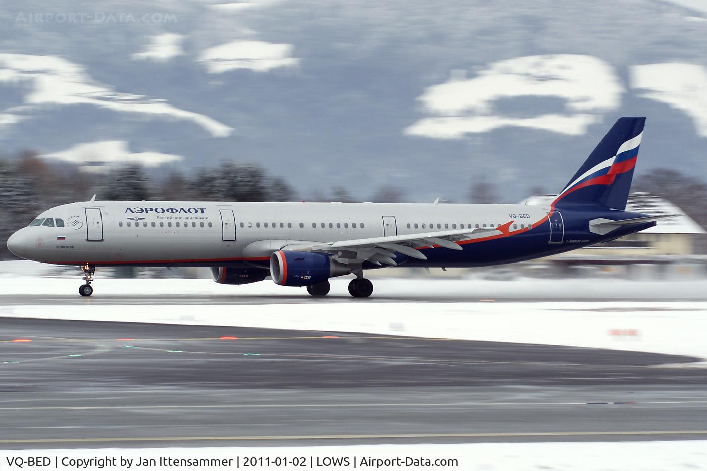 VQ-BED, 2009 Airbus A321-213 C/N 4074, Wintercharter @ LOWS