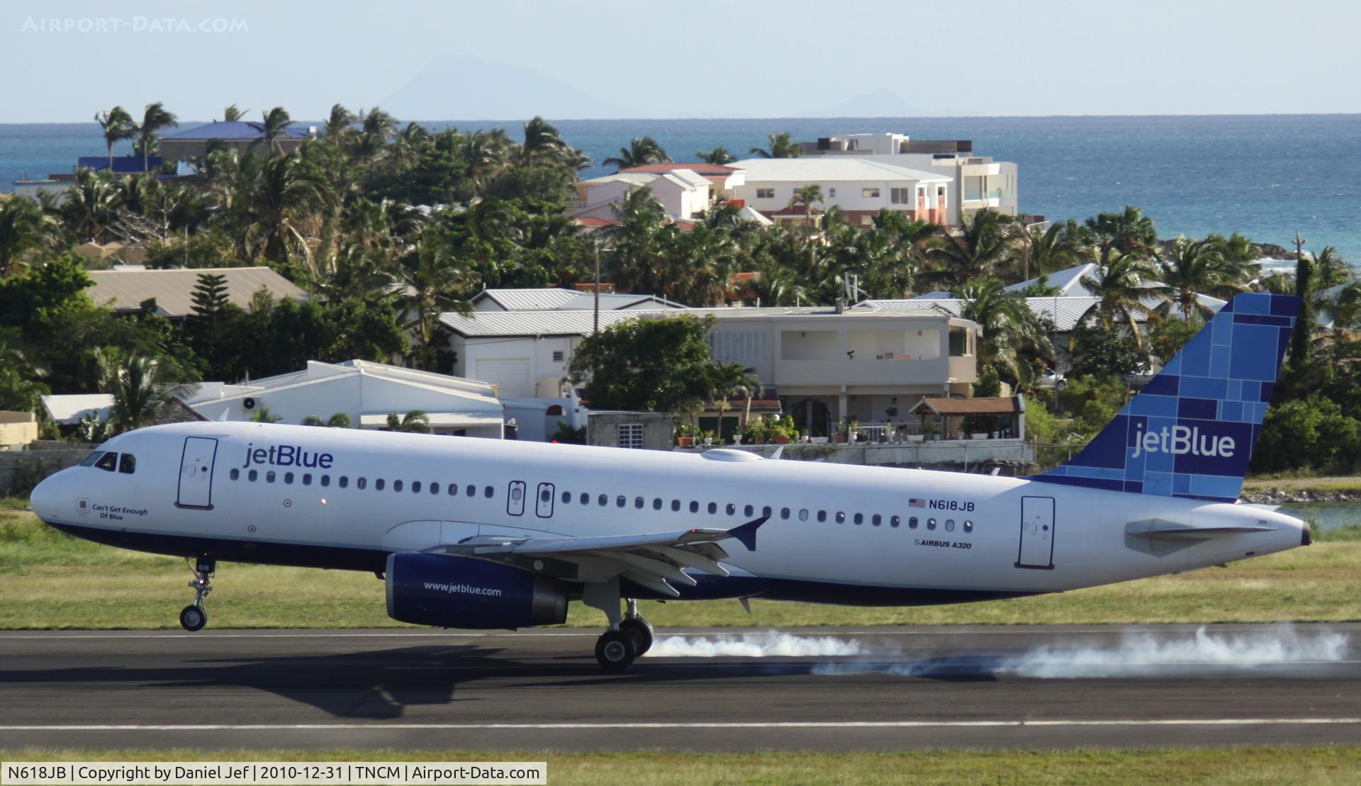 N618JB, 2005 Airbus A320-232 C/N 2489, Jet Blue N618JB landing at TNCM