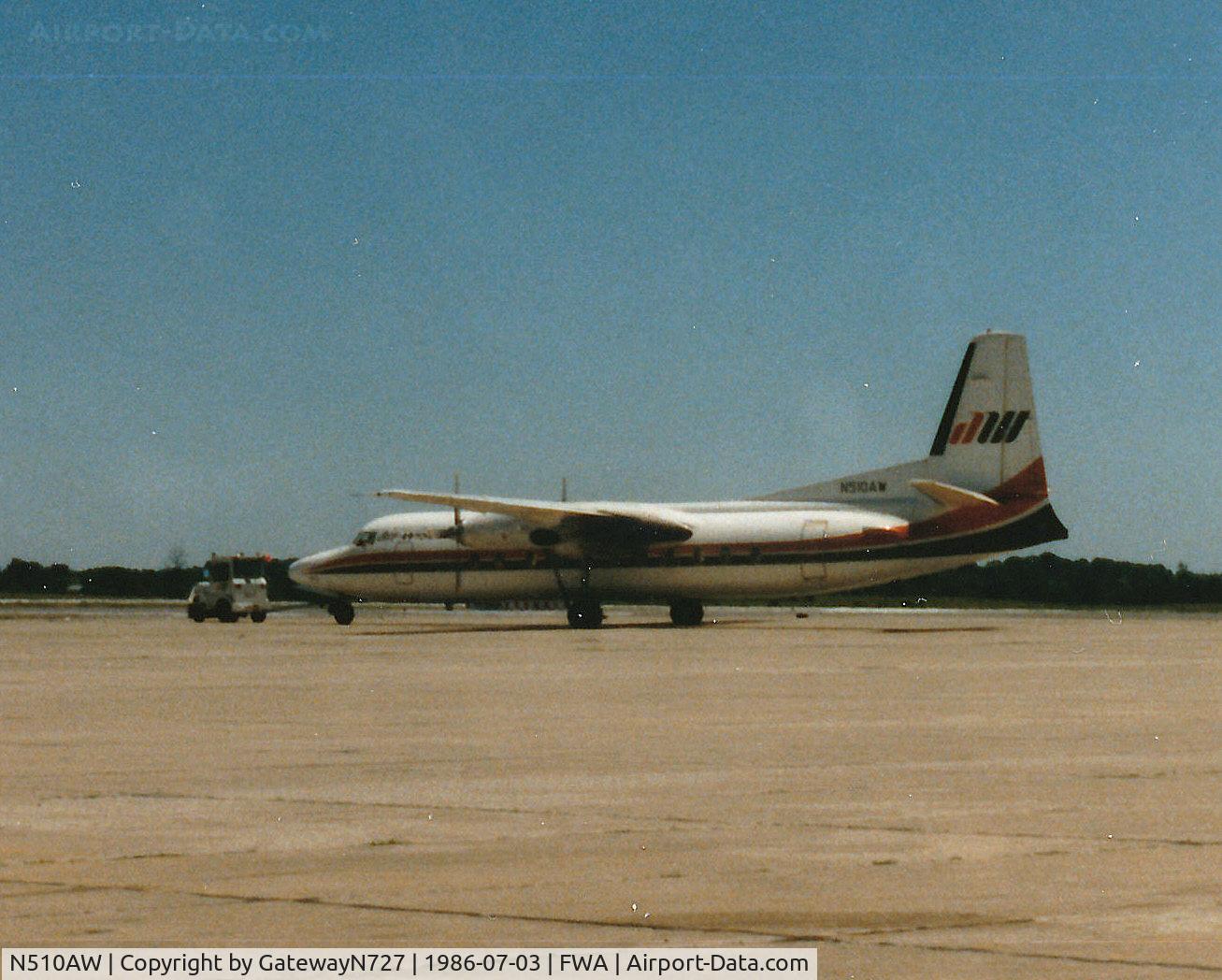 N510AW, 1985 Fokker F-27-500 Friendship C/N 10686, Less than a year old at this point. Air Wisconsin.