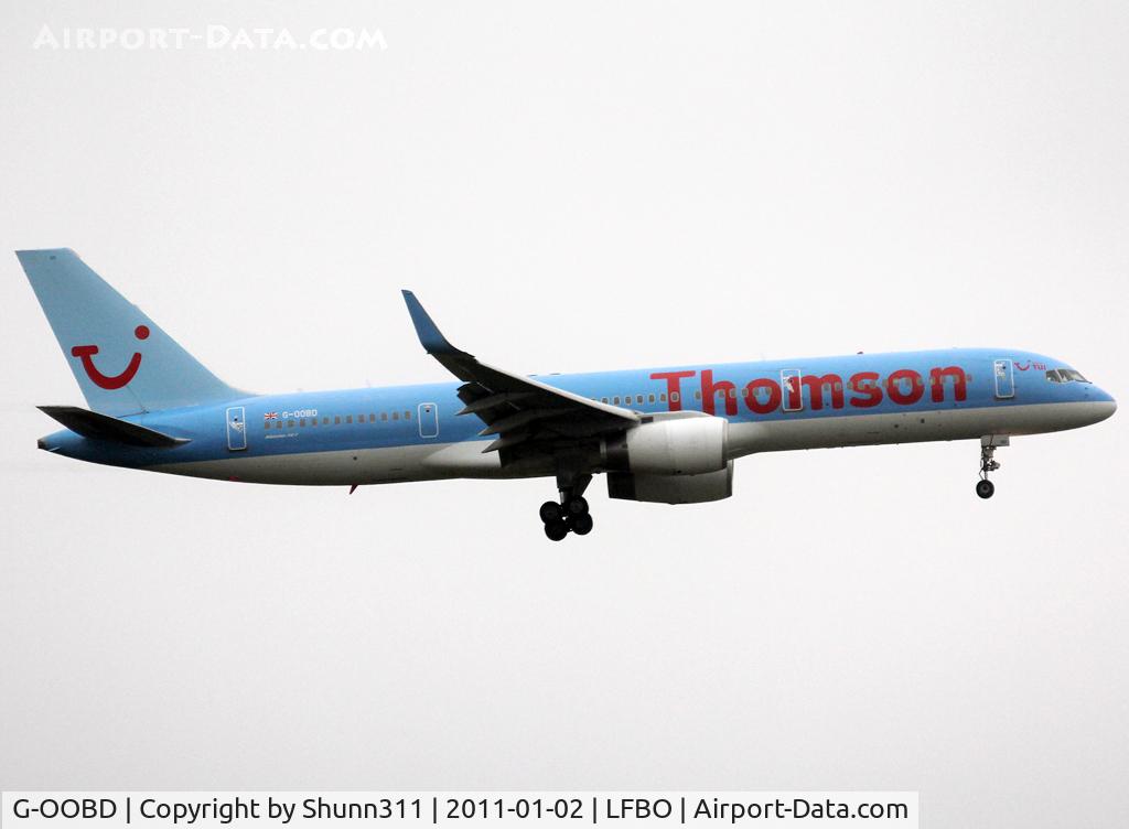 G-OOBD, 2003 Boeing 757-28A C/N 33099, Landing rwy 32L now with winglets...