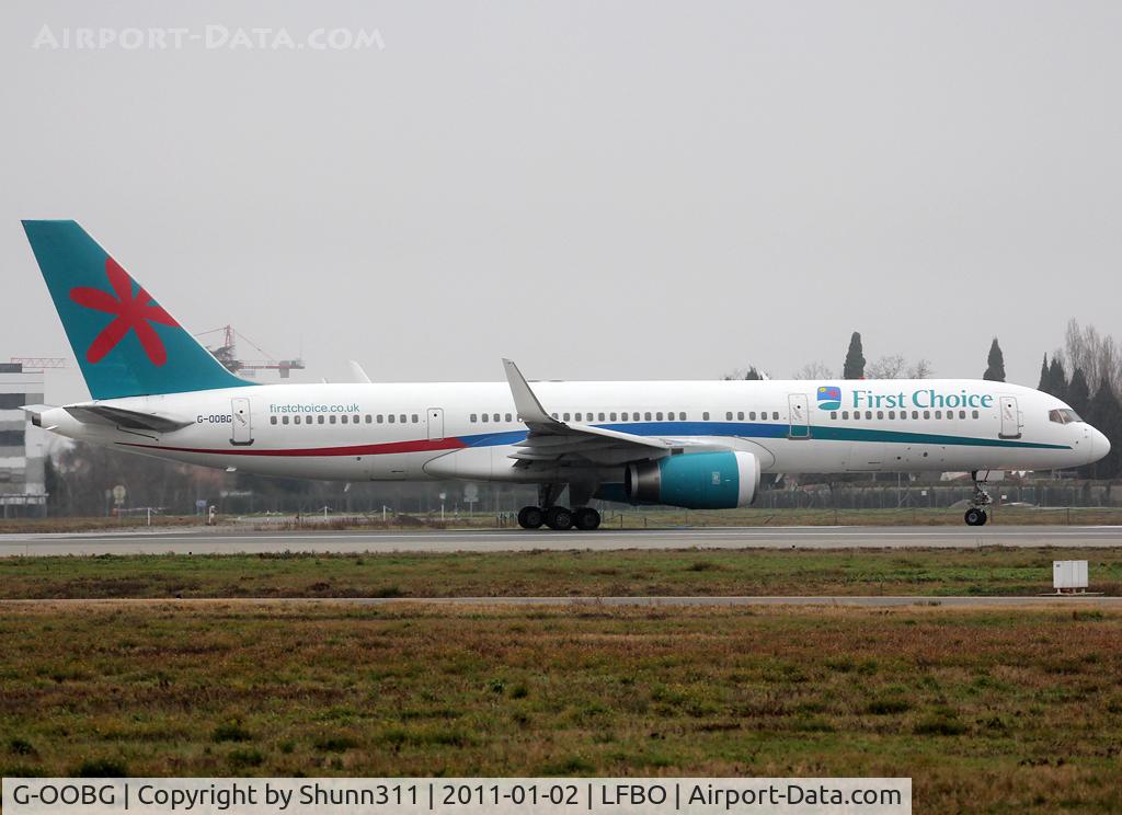 G-OOBG, 1999 Boeing 757-236 C/N 29942, Lining up rwy 32R for departure... Still in First Choice c/s for Thomson Airlines and with winglets :)