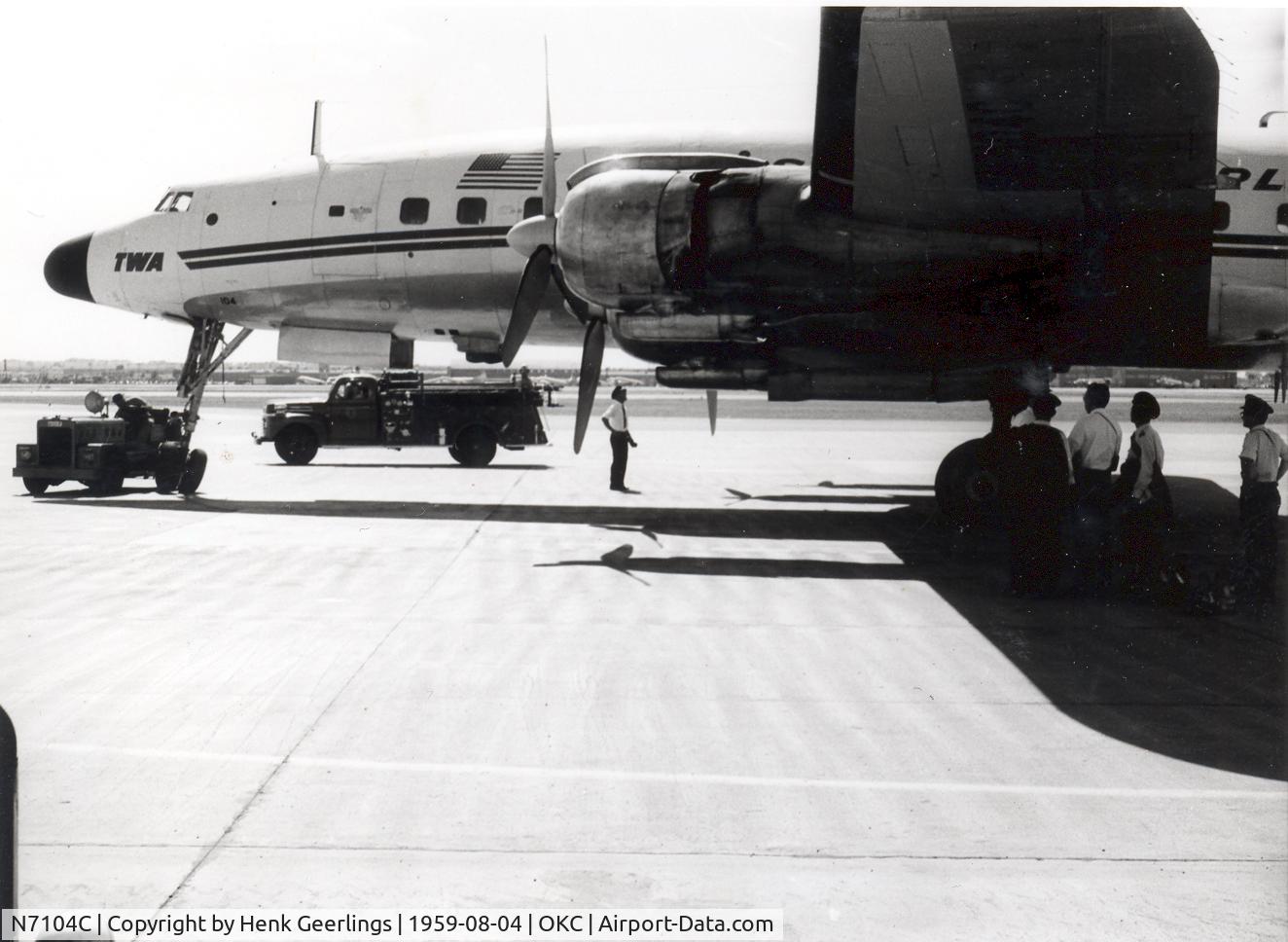 N7104C, 1955 Lockheed L-1049G Super Constellation C/N 4585, TWA , L-1049G Super Connie at Oklahoma City , 1959
