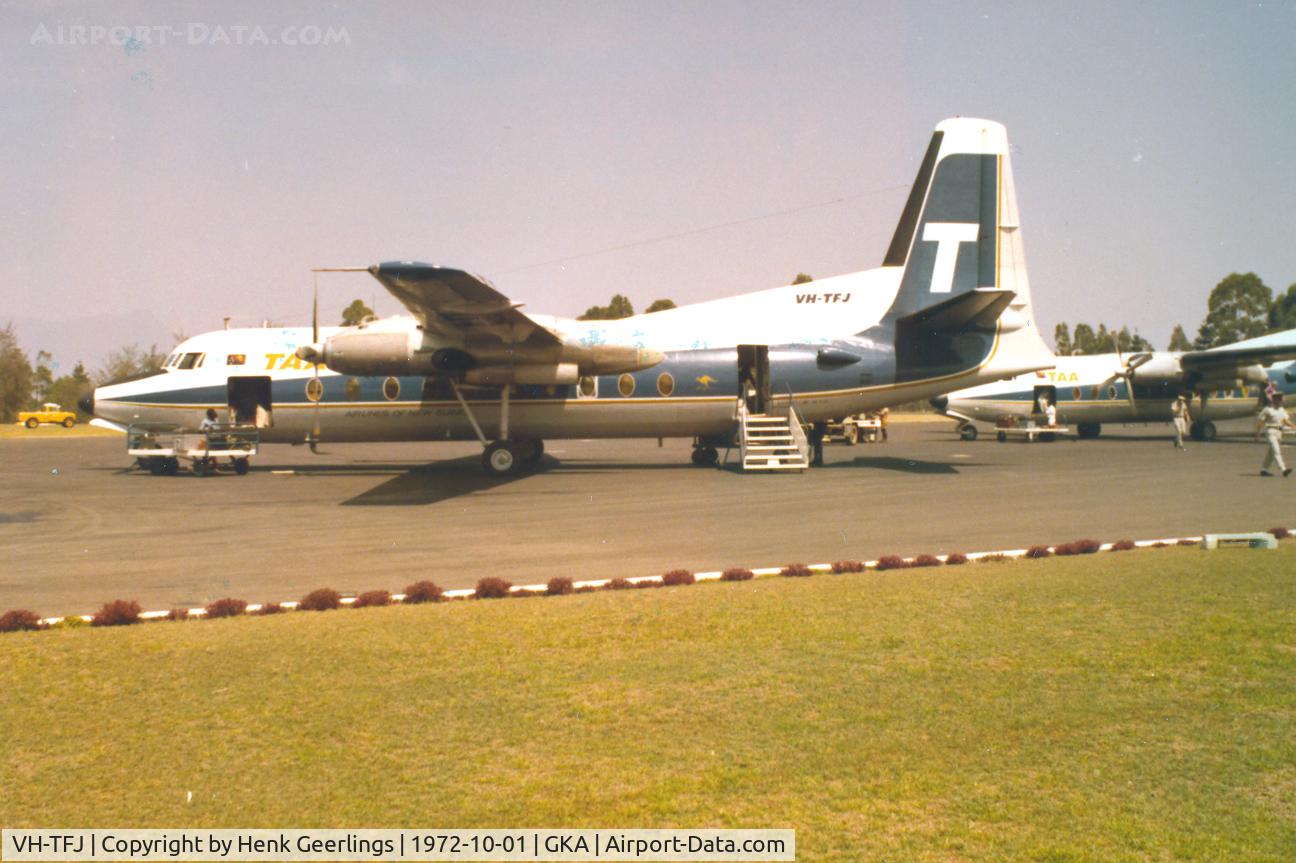 VH-TFJ, 1959 Fokker F-27-200 Friendship C/N 10135, TAA , Fokker F-27 at Goroka , Papua New Guinea , Oct 1972