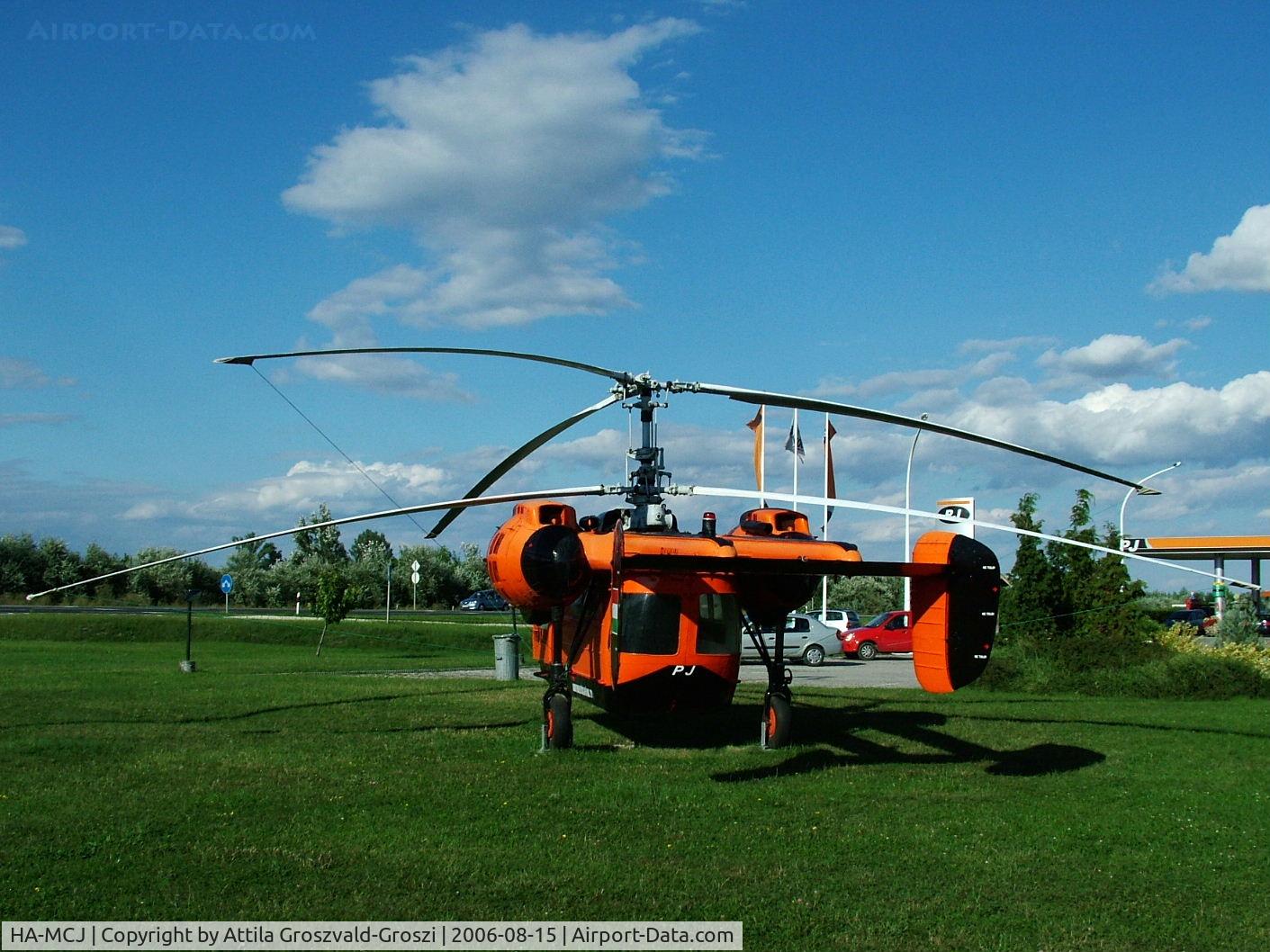 HA-MCJ, 1973 Kamov Ka-26 Hoodlum C/N 7303502, HA-MCJ register Kamov Ka-26 helicopters, now PJ-HUN register, exhibited on Hungary, in Székesfehérvár border, at the restaurant beside the PJ petrol station.