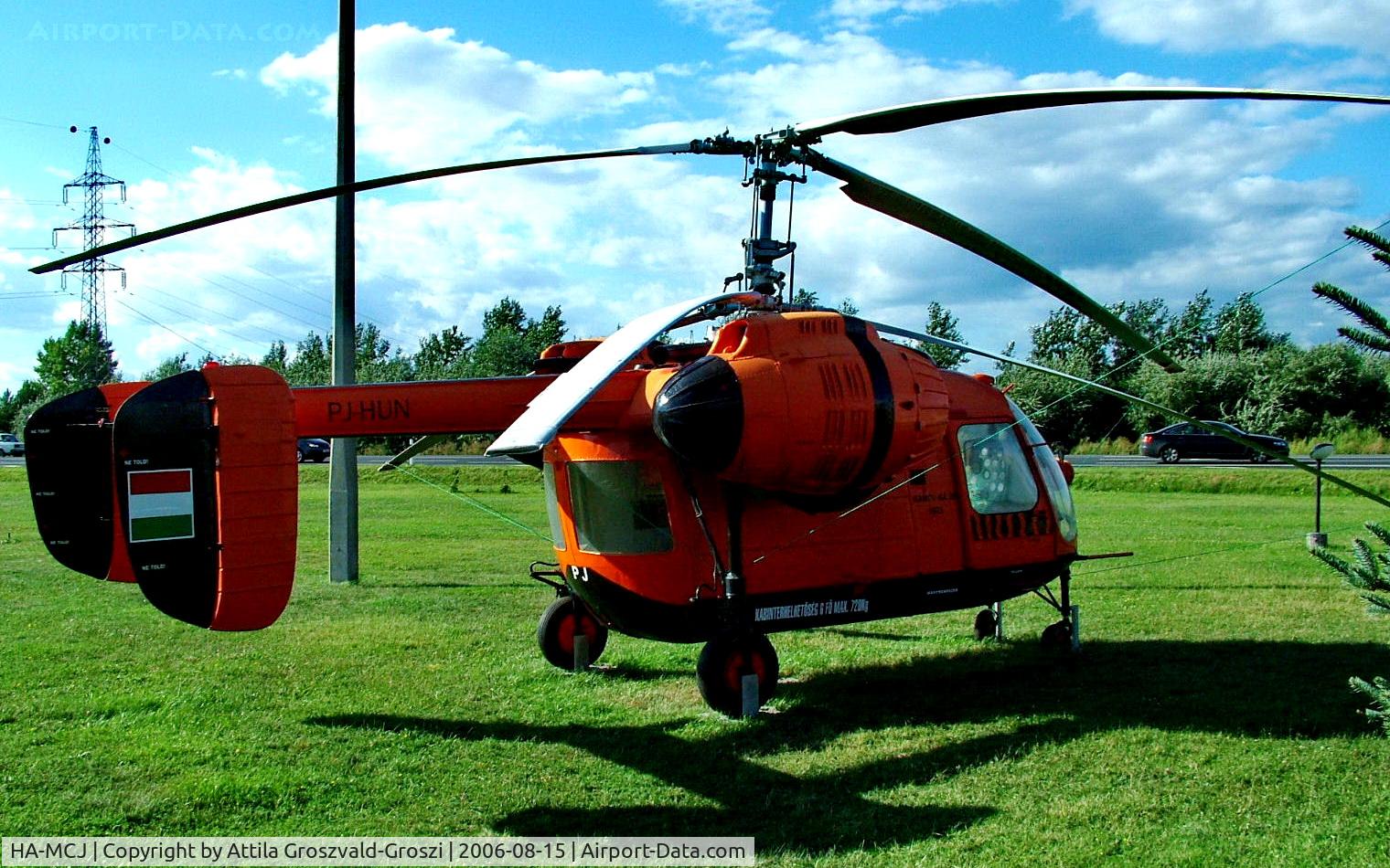 HA-MCJ, 1973 Kamov Ka-26 Hoodlum C/N 7303502, HA-MCJ register Kamov Ka-26 helicopters, now PJ-HUN register, exhibited on Hungary, in Székesfehérvár border, at the restaurant beside the PJ petrol station.